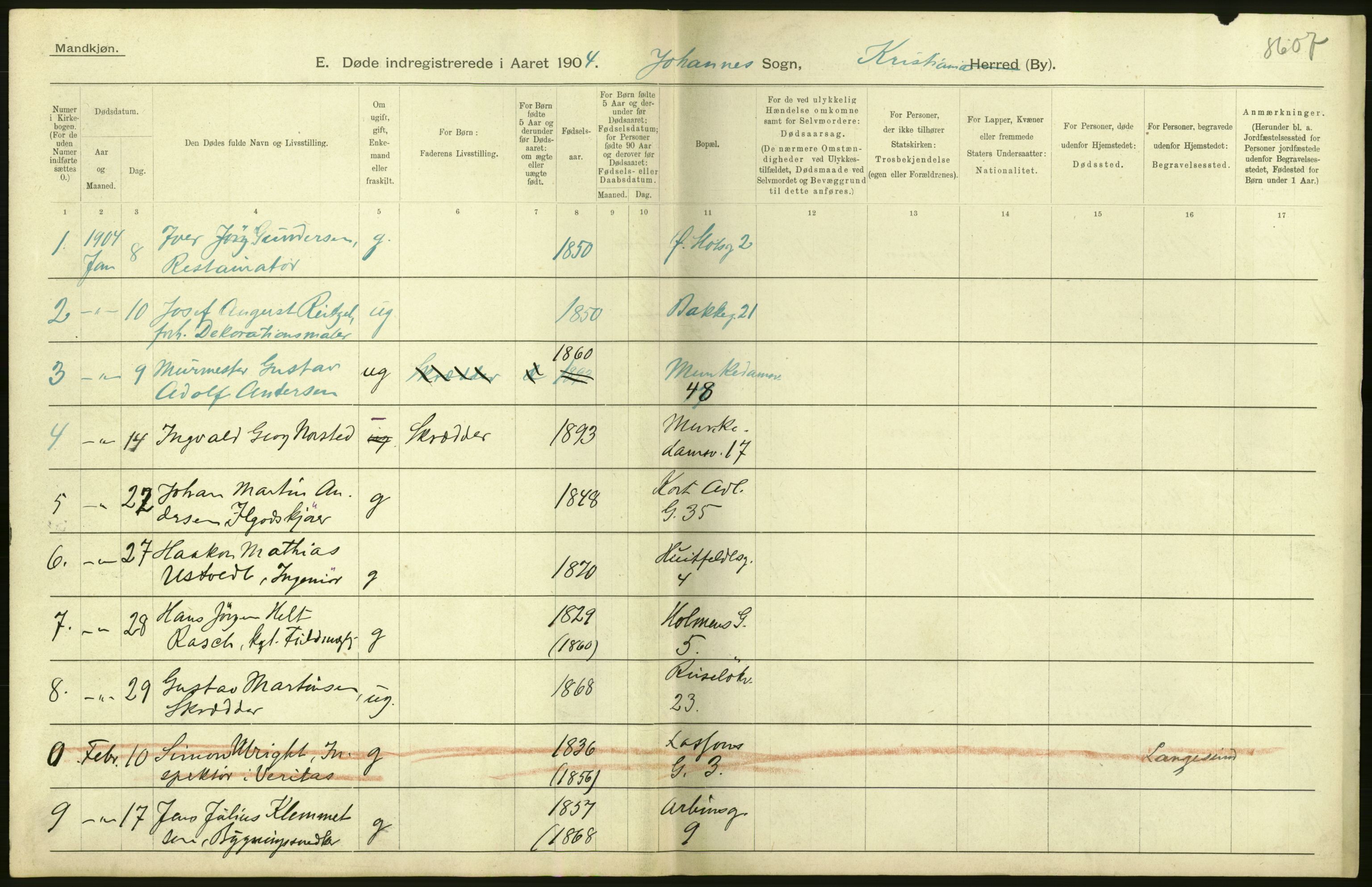 Statistisk sentralbyrå, Sosiodemografiske emner, Befolkning, AV/RA-S-2228/D/Df/Dfa/Dfab/L0004: Kristiania: Gifte, døde, 1904, p. 472