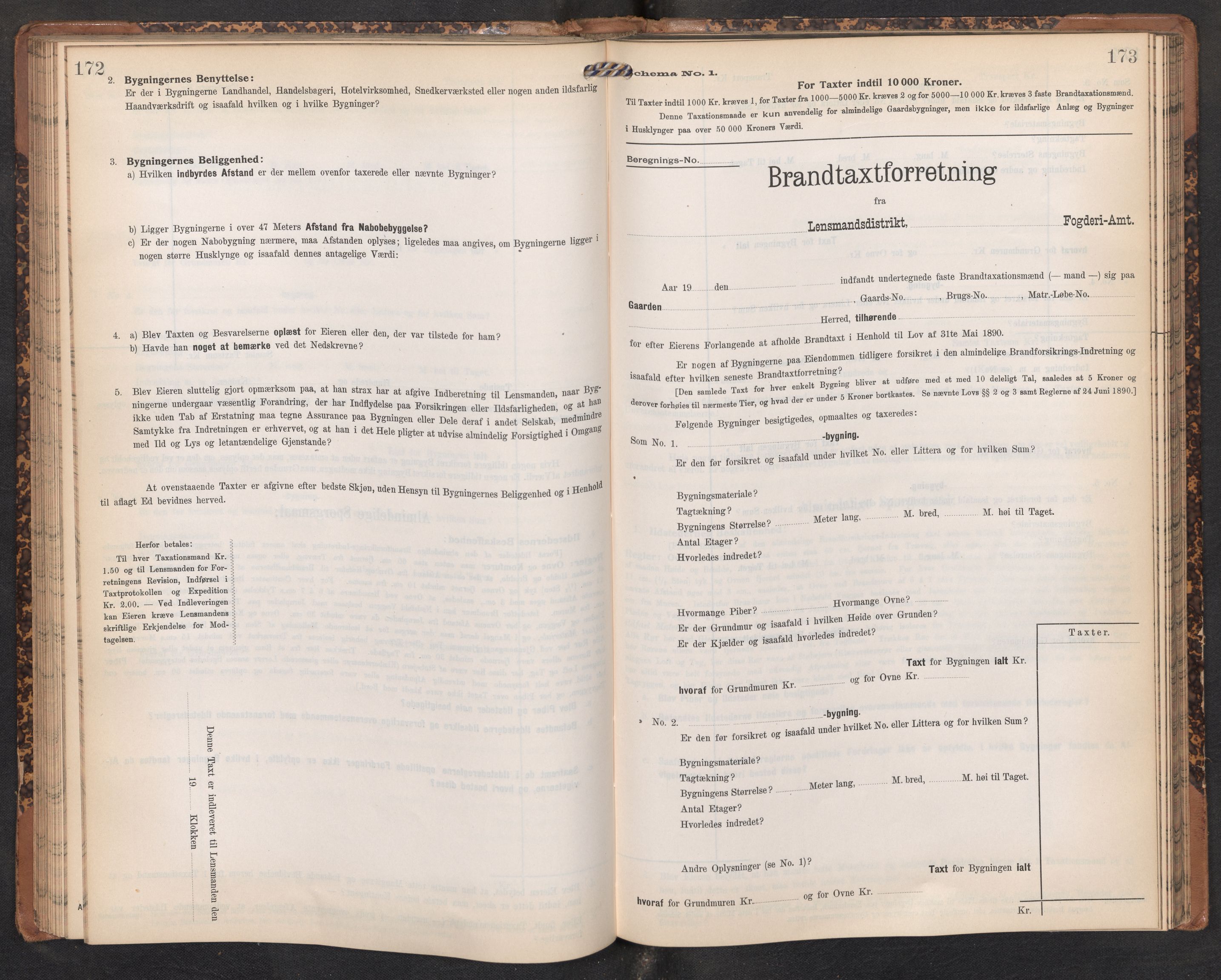 Lensmannen i Hafslo, AV/SAB-A-28001/0012/L0007: Branntakstprotokoll, skjematakst, 1905-1922, p. 172-173