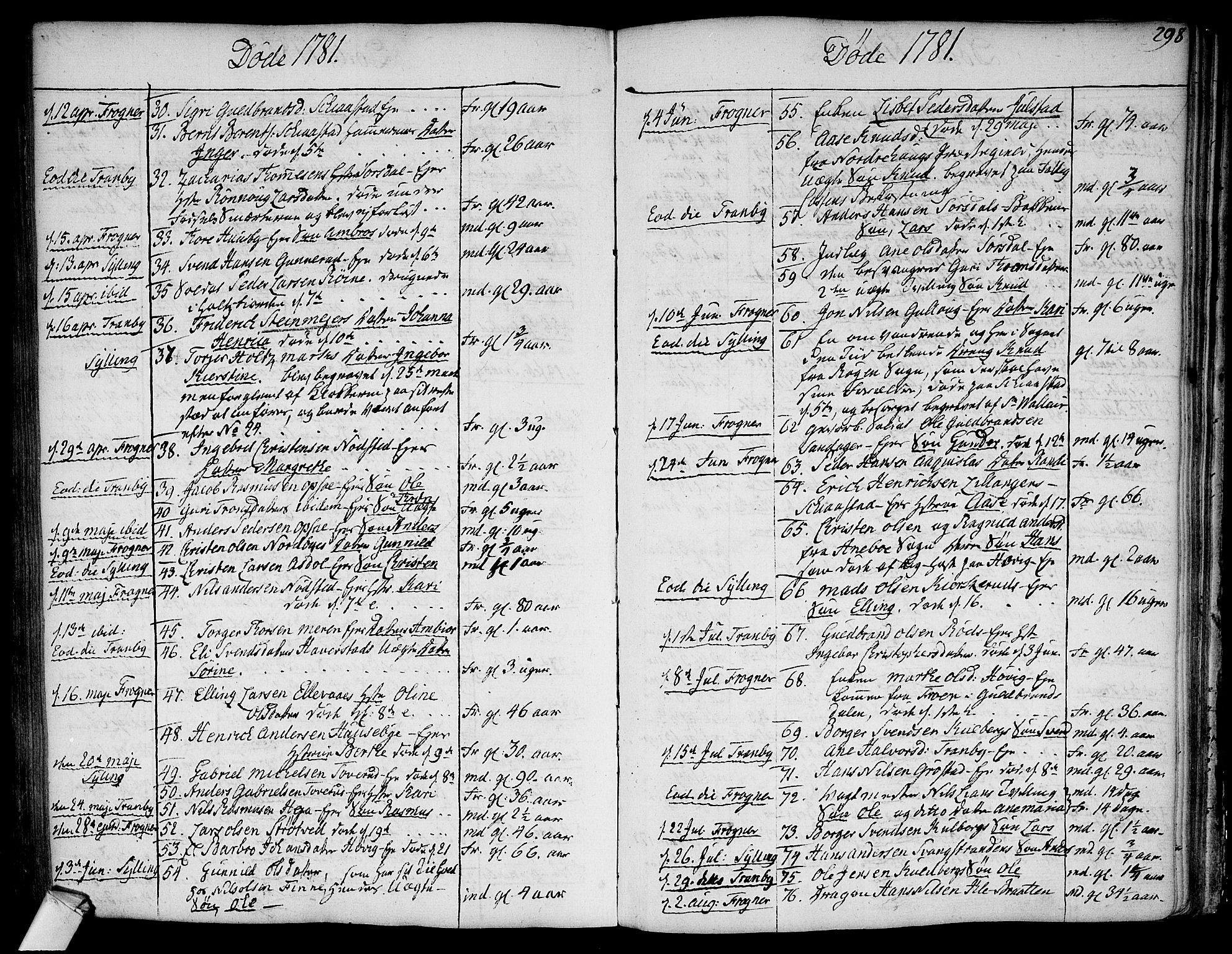 Lier kirkebøker, SAKO/A-230/F/Fa/L0006: Parish register (official) no. I 6, 1777-1794, p. 297-298