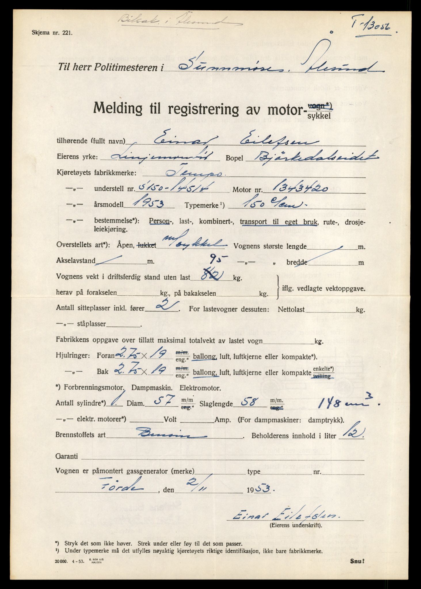 Møre og Romsdal vegkontor - Ålesund trafikkstasjon, AV/SAT-A-4099/F/Fe/L0037: Registreringskort for kjøretøy T 13031 - T 13179, 1927-1998, p. 549