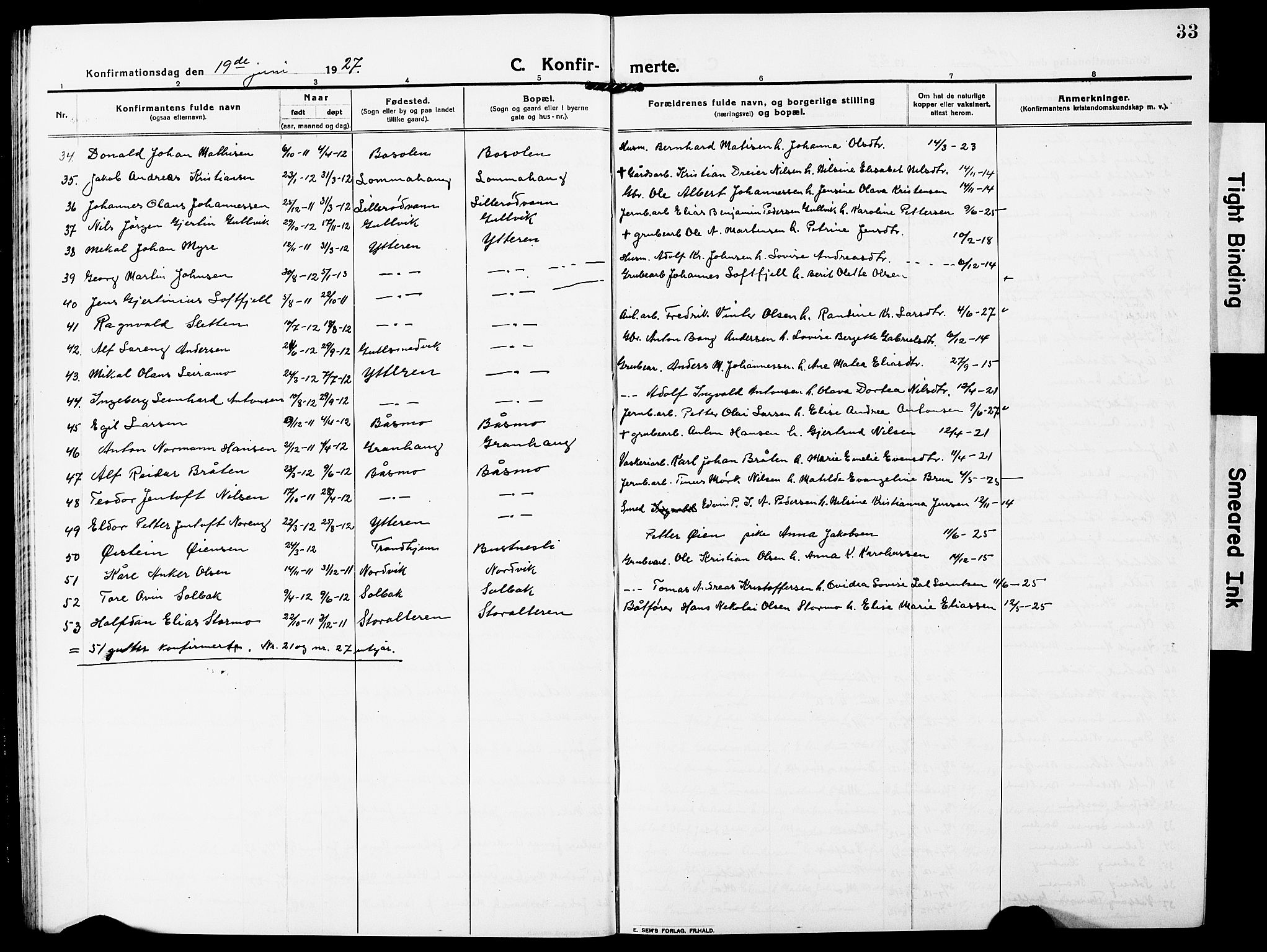 Ministerialprotokoller, klokkerbøker og fødselsregistre - Nordland, SAT/A-1459/827/L0424: Parish register (copy) no. 827C13, 1921-1930, p. 33