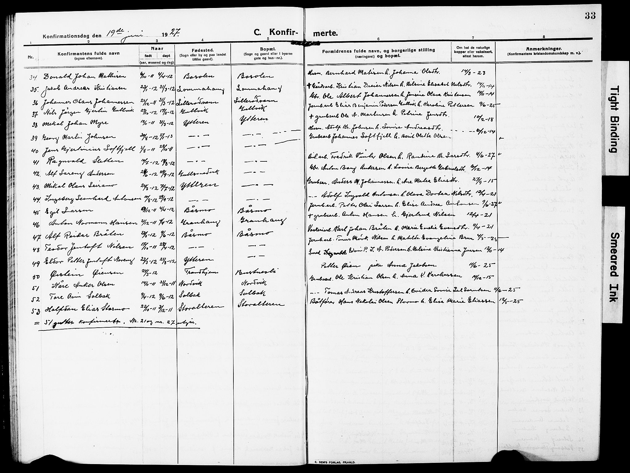 Ministerialprotokoller, klokkerbøker og fødselsregistre - Nordland, AV/SAT-A-1459/827/L0424: Parish register (copy) no. 827C13, 1921-1930, p. 33