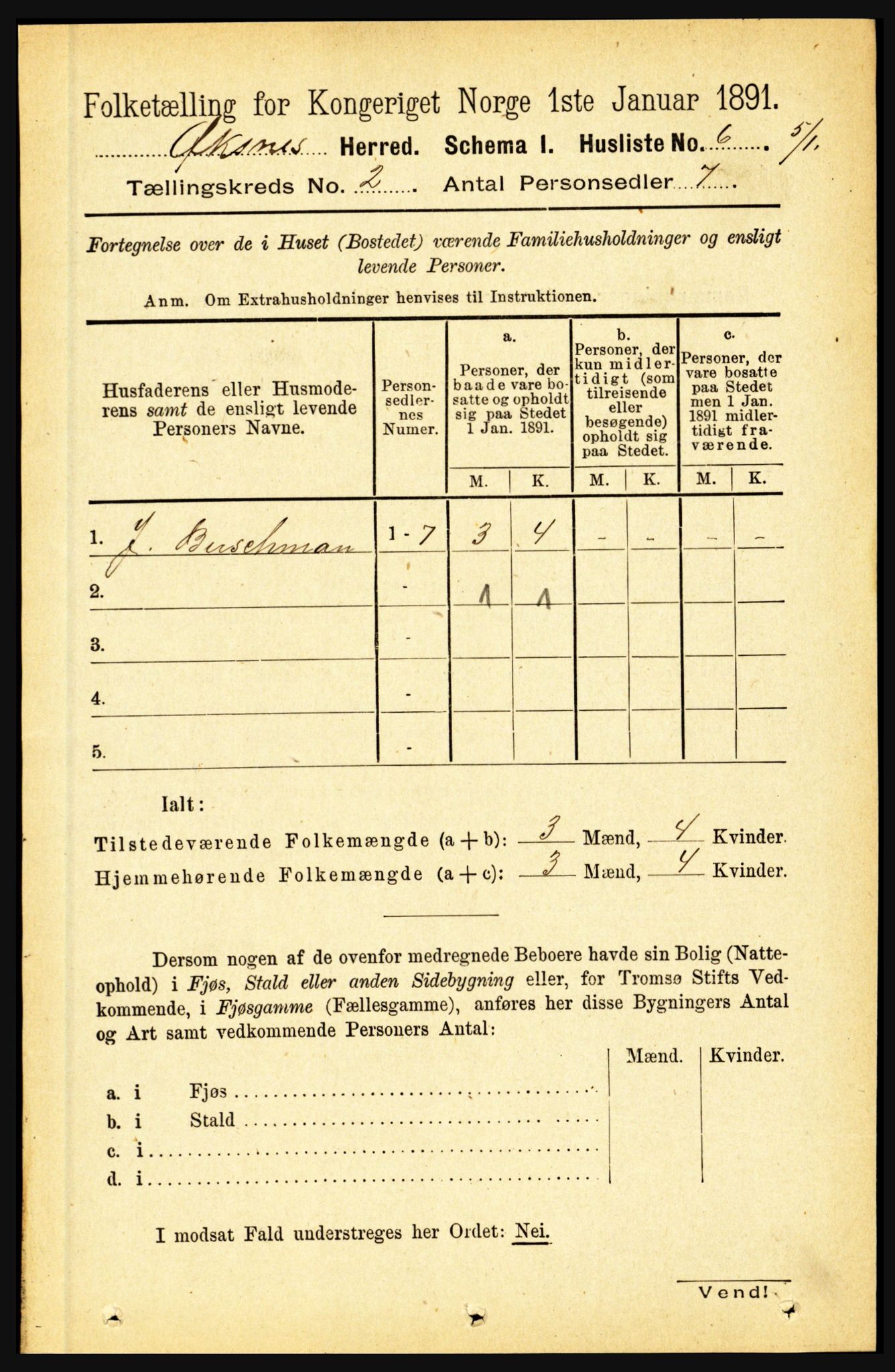 RA, 1891 census for 1868 Øksnes, 1891, p. 605