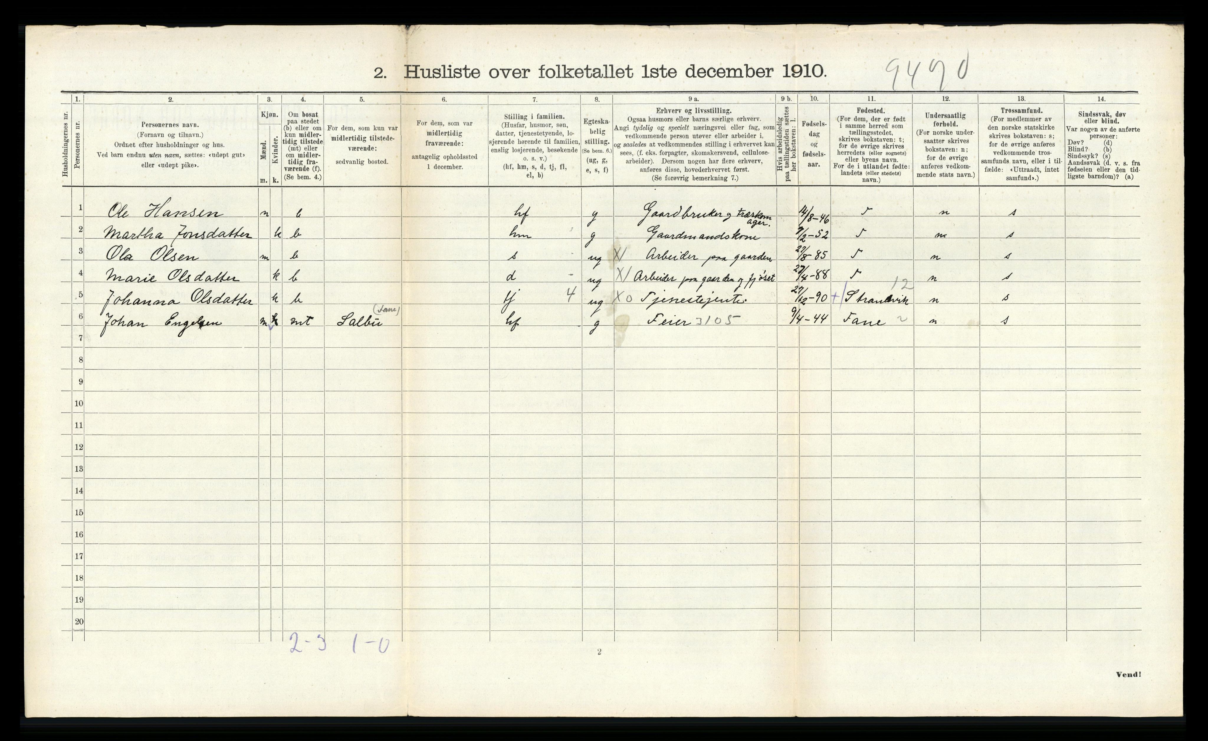 RA, 1910 census for Os, 1910, p. 699