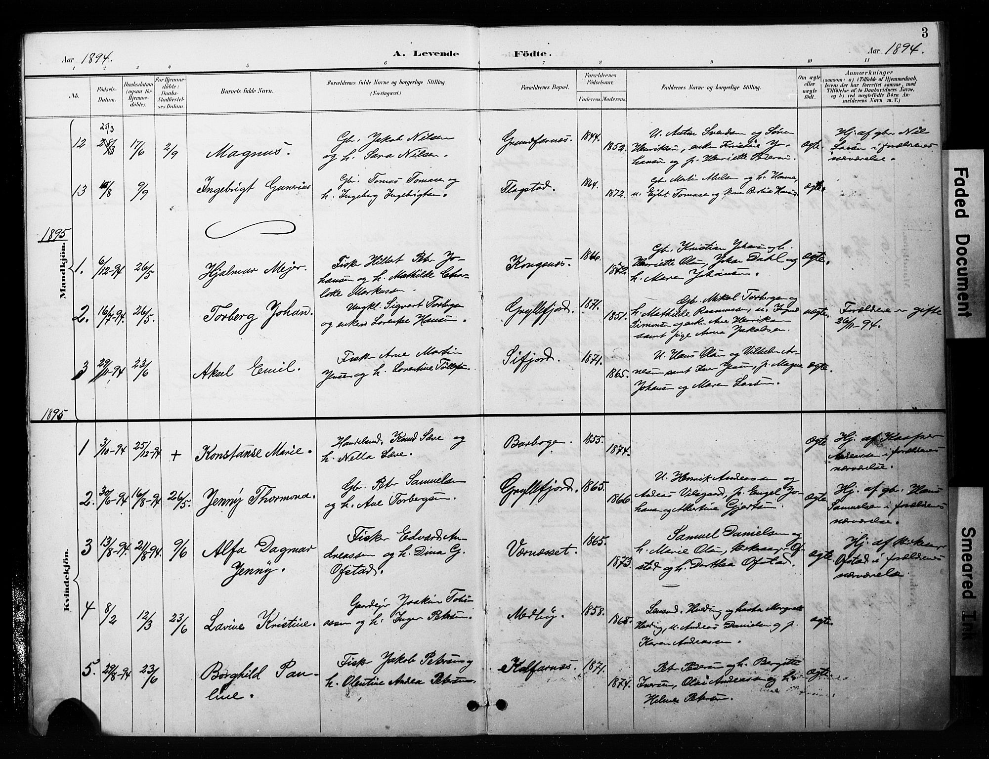 Berg sokneprestkontor, SATØ/S-1318/G/Ga/Gaa/L0006kirke: Parish register (official) no. 6, 1894-1904, p. 3