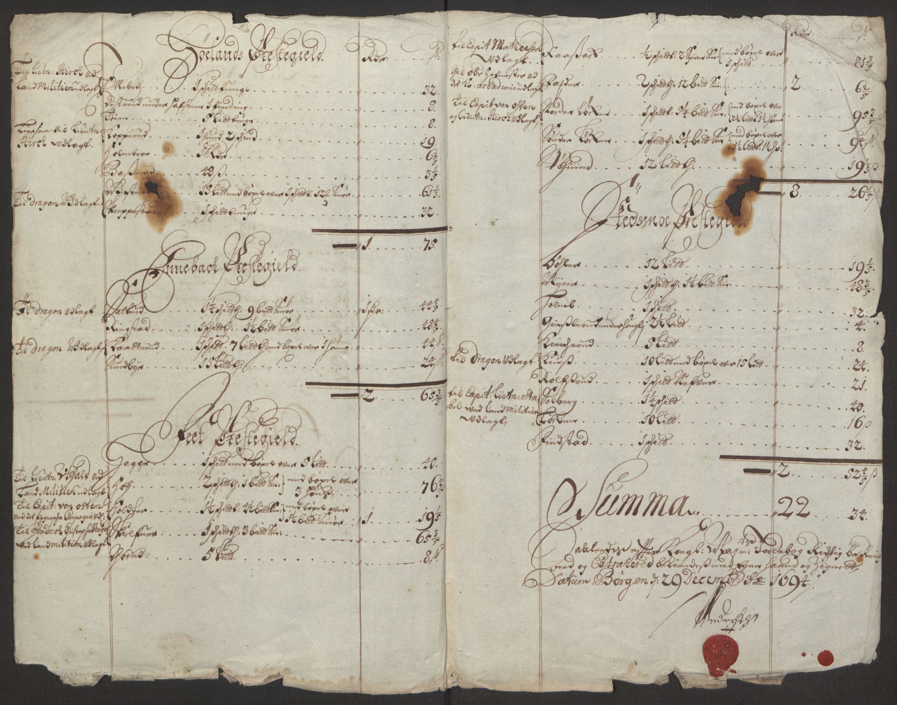 Rentekammeret inntil 1814, Reviderte regnskaper, Fogderegnskap, AV/RA-EA-4092/R11/L0579: Fogderegnskap Nedre Romerike, 1694-1695, p. 22