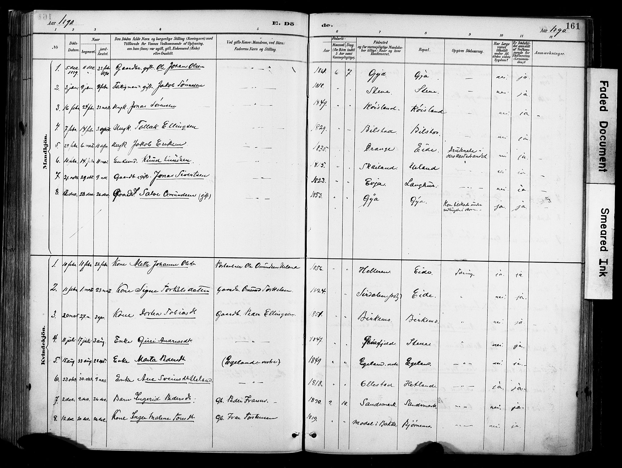 Lund sokneprestkontor, AV/SAST-A-101809/S06/L0012: Parish register (official) no. A 11, 1887-1921, p. 161