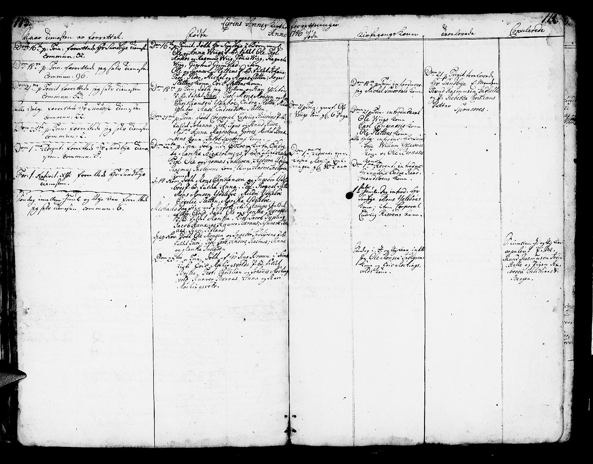 Lindås Sokneprestembete, SAB/A-76701/H/Haa: Parish register (official) no. A 2, 1740-1748, p. 113-114