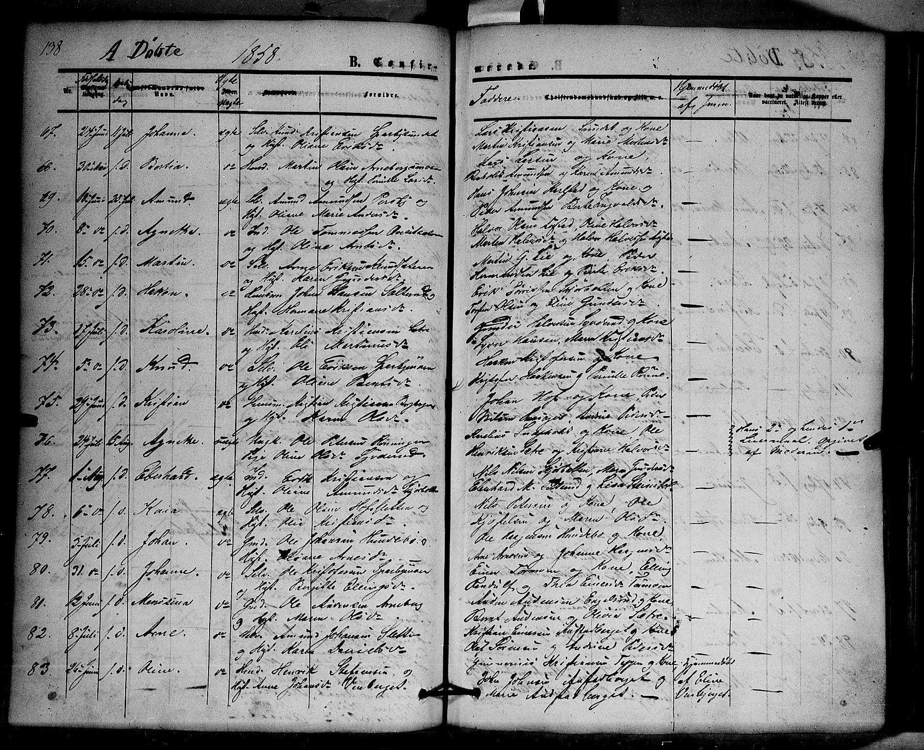 Hof prestekontor, AV/SAH-PREST-038/H/Ha/Haa/L0008: Parish register (official) no. 8, 1849-1861, p. 138