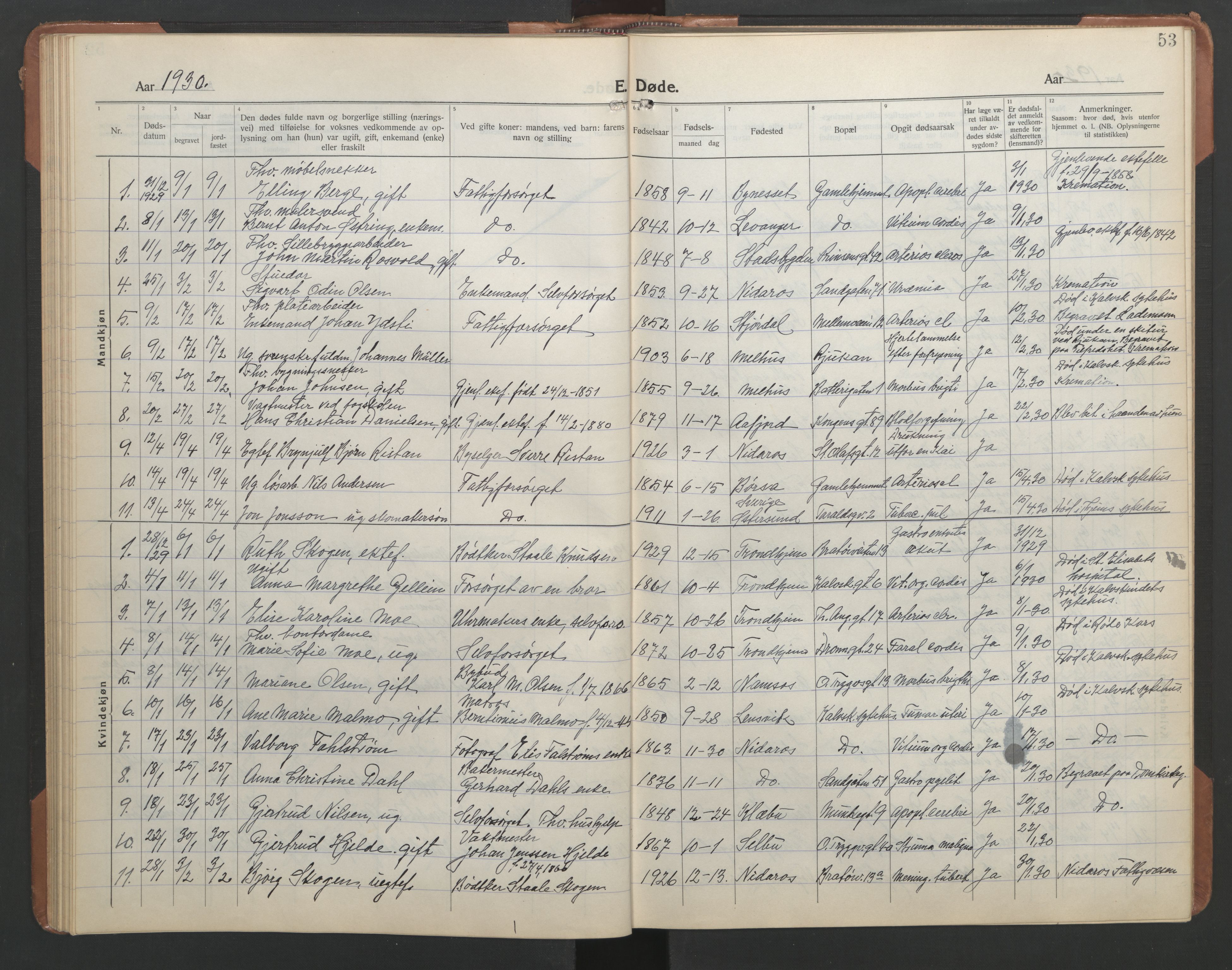 Ministerialprotokoller, klokkerbøker og fødselsregistre - Sør-Trøndelag, AV/SAT-A-1456/602/L0150: Parish register (copy) no. 602C18, 1922-1949, p. 53