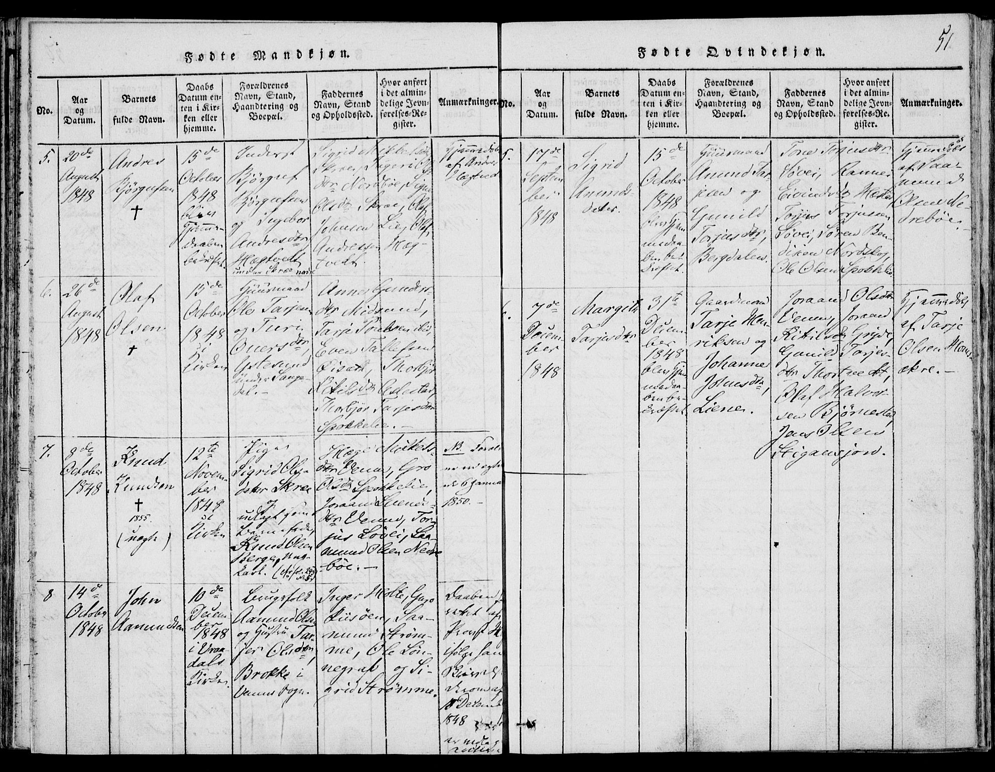 Fyresdal kirkebøker, SAKO/A-263/F/Fb/L0001: Parish register (official) no. II 1, 1815-1854, p. 51
