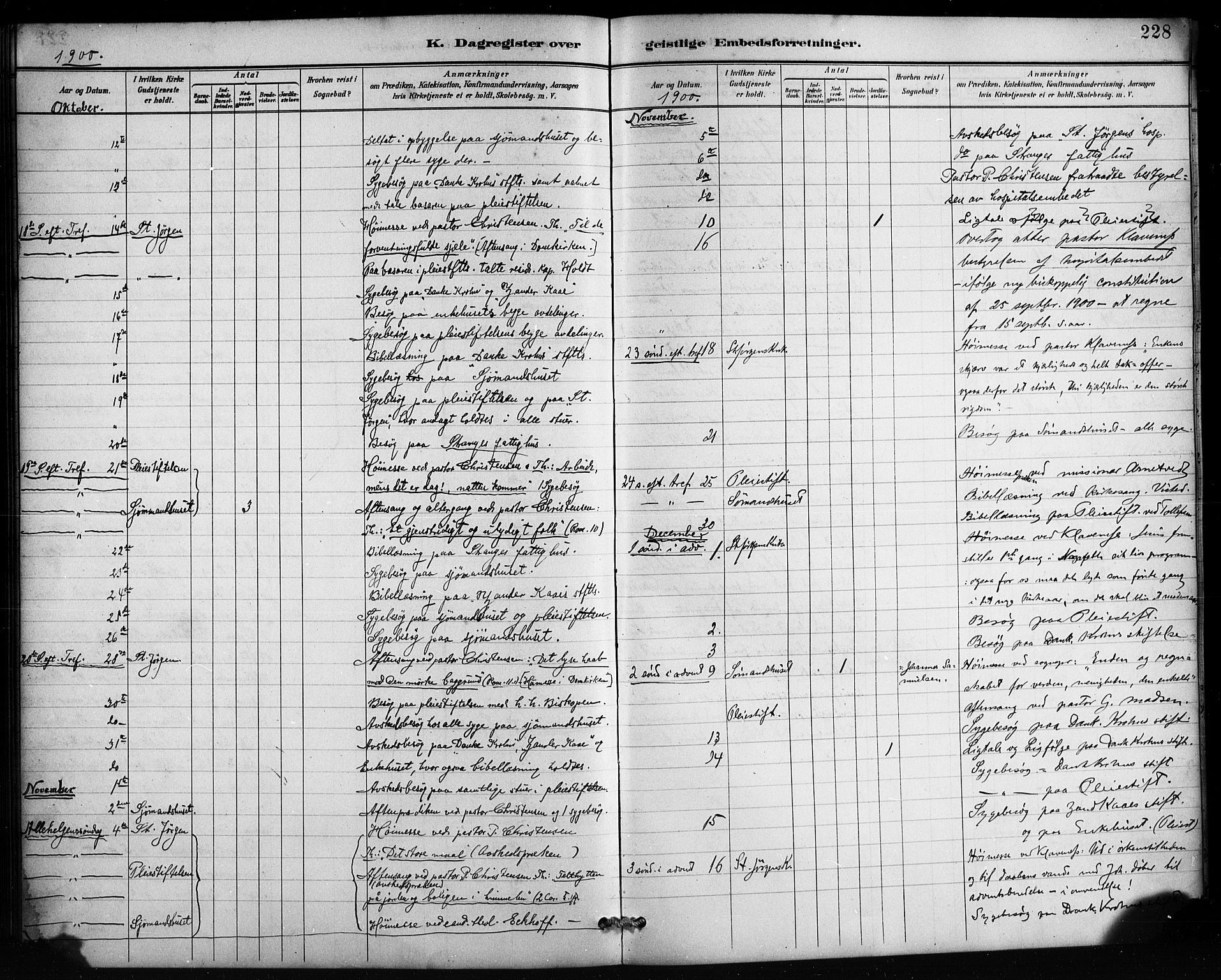 St. Jørgens hospital og Årstad sokneprestembete, AV/SAB-A-99934: Parish register (official) no. A 13, 1886-1906, p. 228