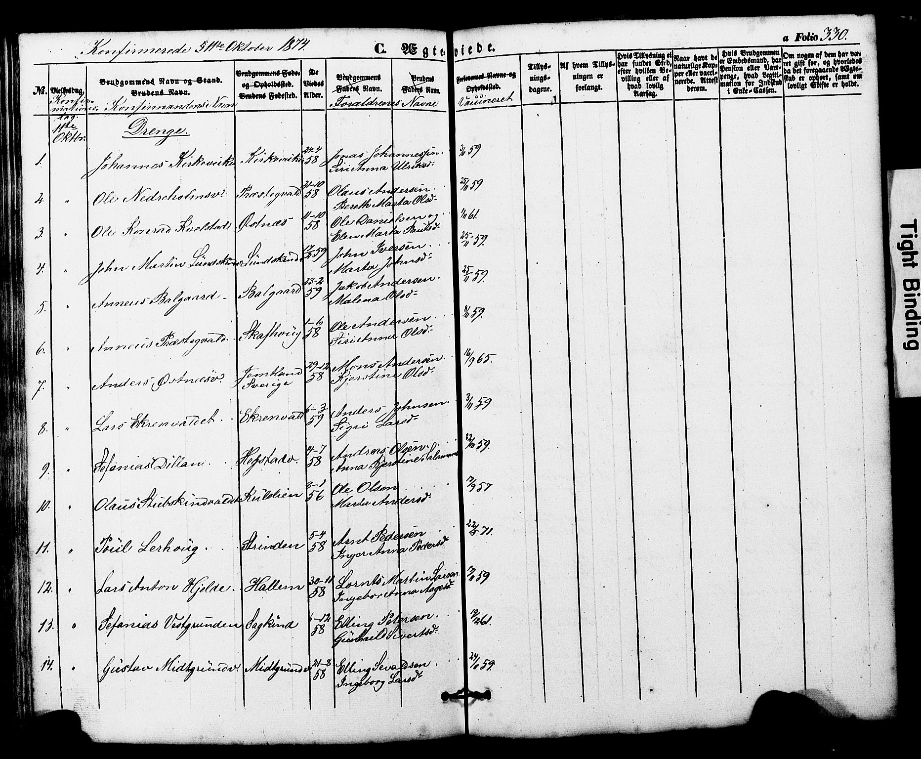 Ministerialprotokoller, klokkerbøker og fødselsregistre - Nord-Trøndelag, SAT/A-1458/724/L0268: Parish register (copy) no. 724C04, 1846-1878, p. 330