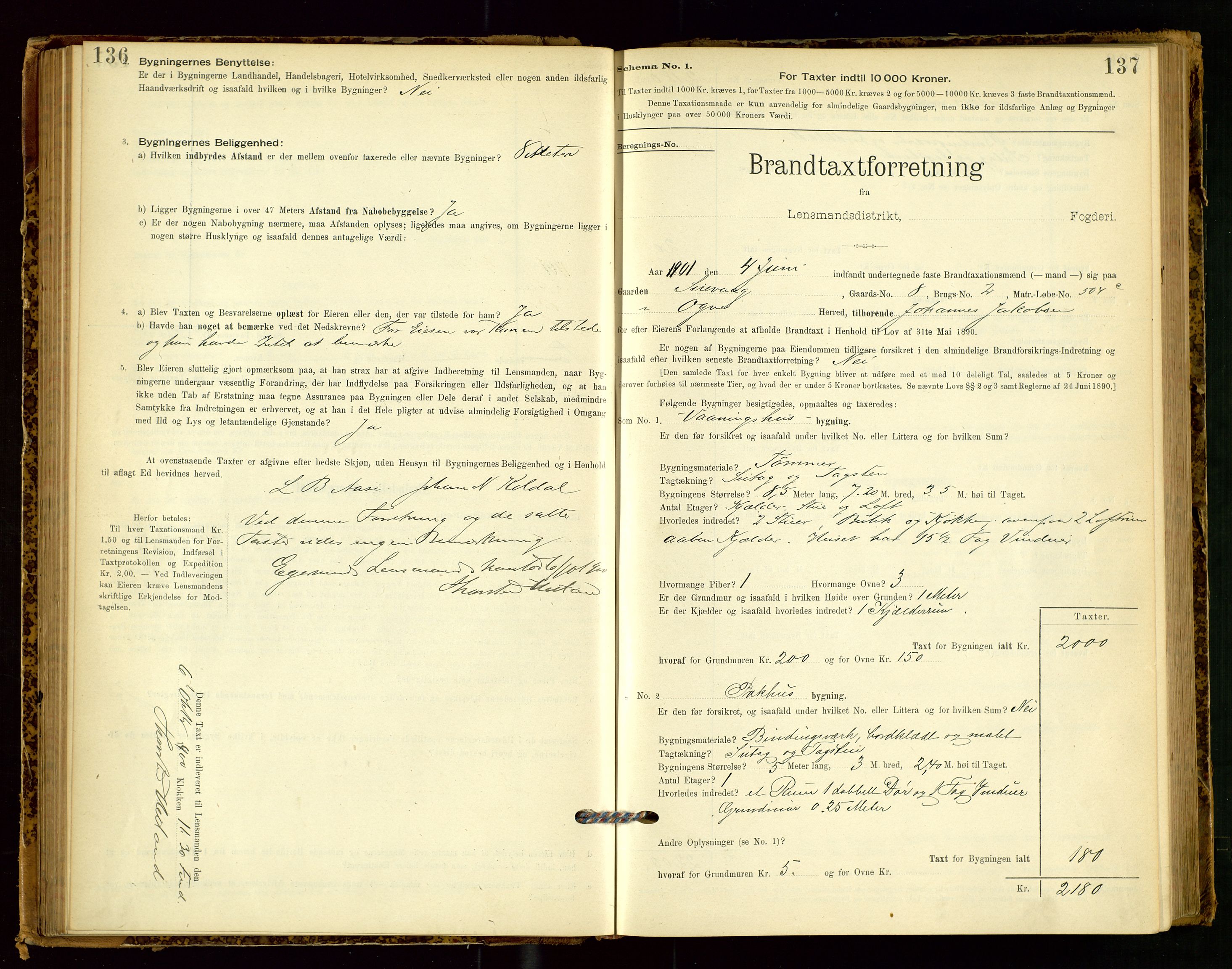 Eigersund lensmannskontor, SAST/A-100171/Gob/L0001: Skjemaprotokoll, 1894-1909, p. 136-137