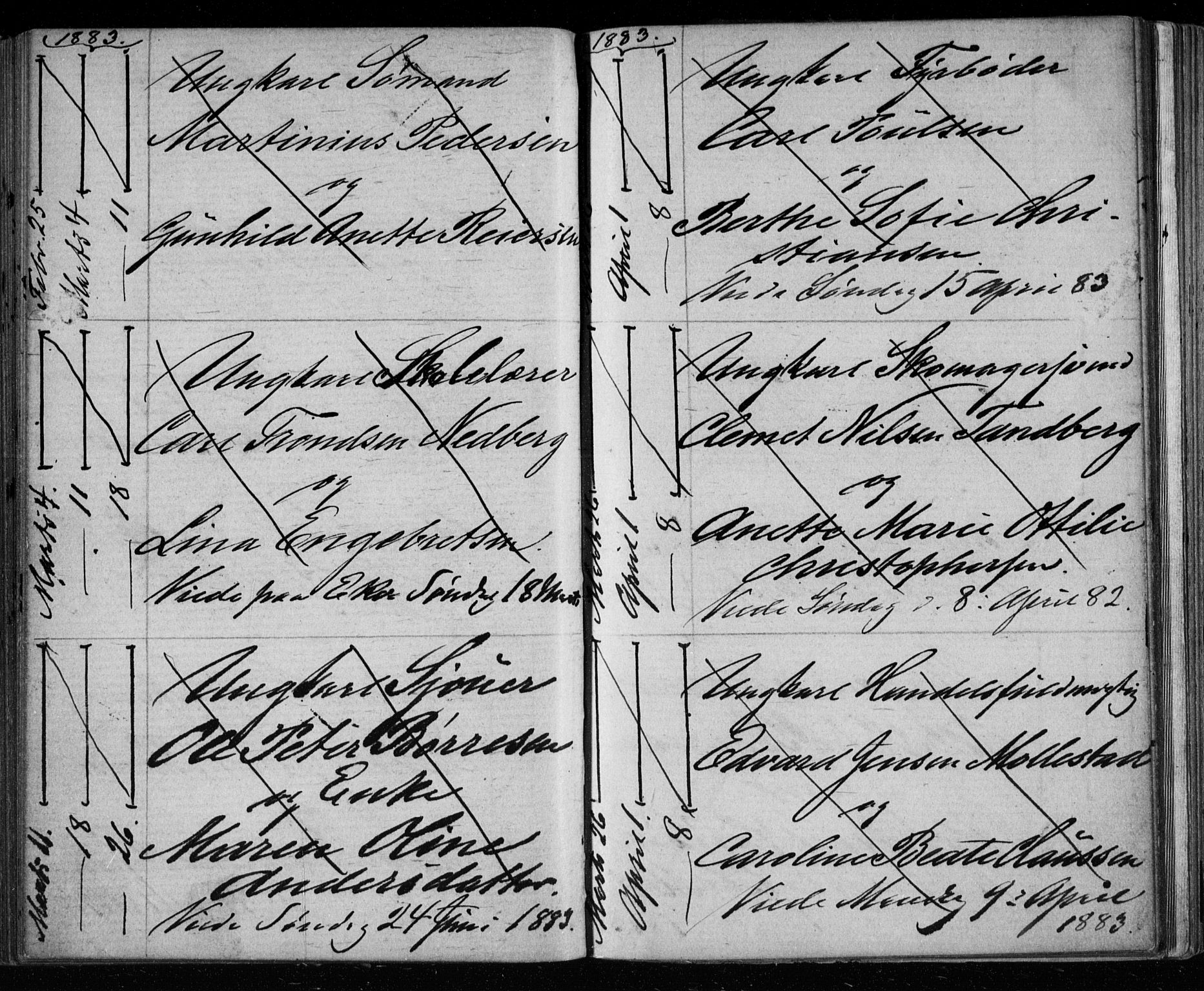 Bragernes kirkebøker, AV/SAKO-A-6/H/Ha/L0006: Banns register no. 6, 1873-1896