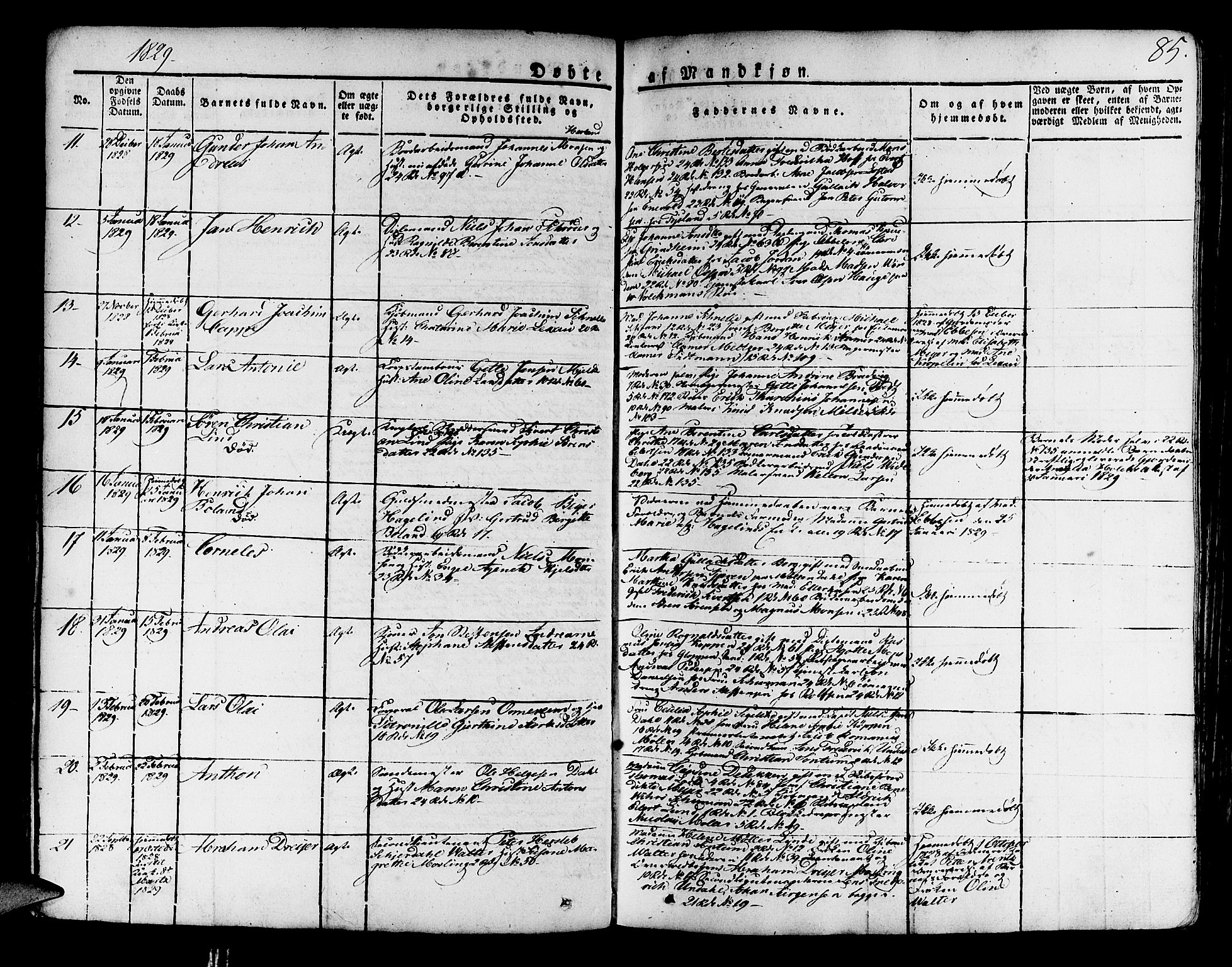 Korskirken sokneprestembete, AV/SAB-A-76101/H/Haa/L0014: Parish register (official) no. A 14, 1823-1835, p. 85