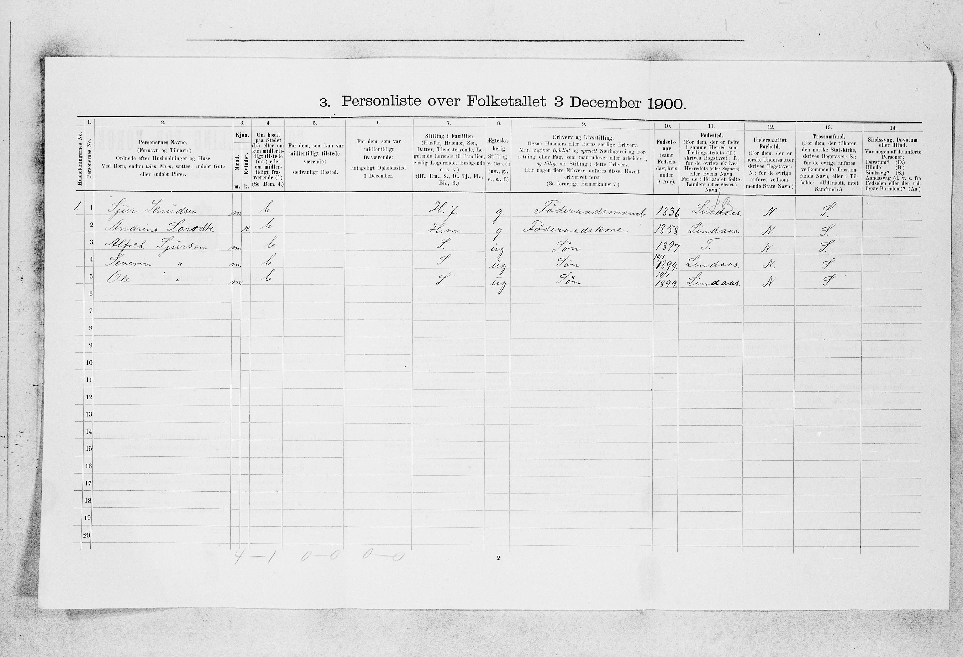 SAB, 1900 census for Alversund, 1900, p. 803