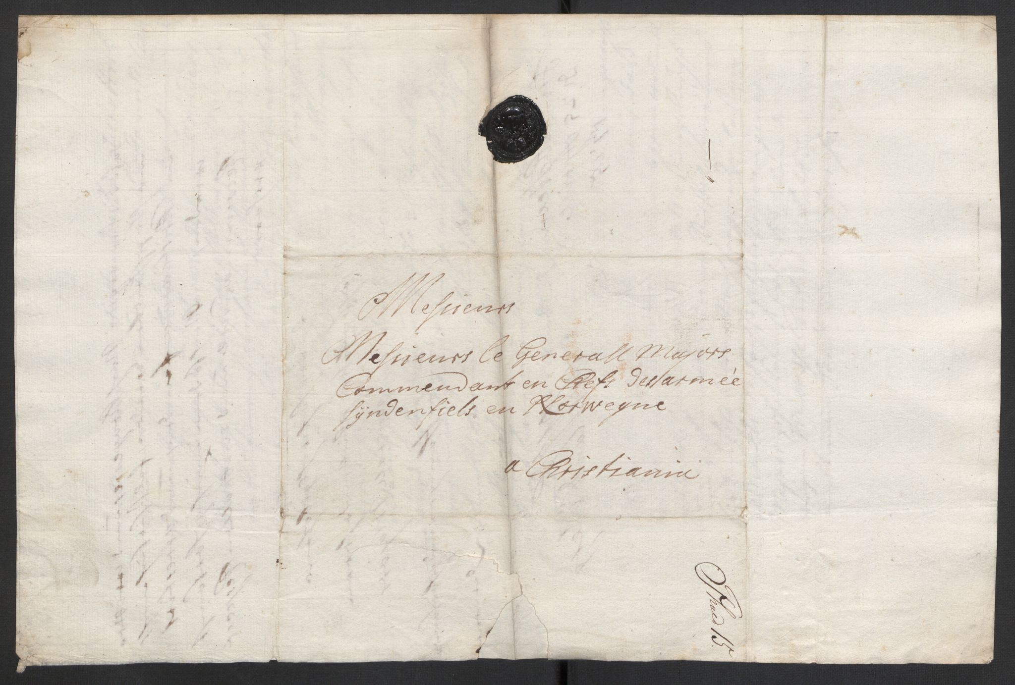 Kommanderende general (KG I) med Det norske krigsdirektorium, AV/RA-EA-5419/D/L0153: Fredriksten festning: Brev, inventarfortegnelser og regnskapsekstrakter, 1724-1729, p. 240