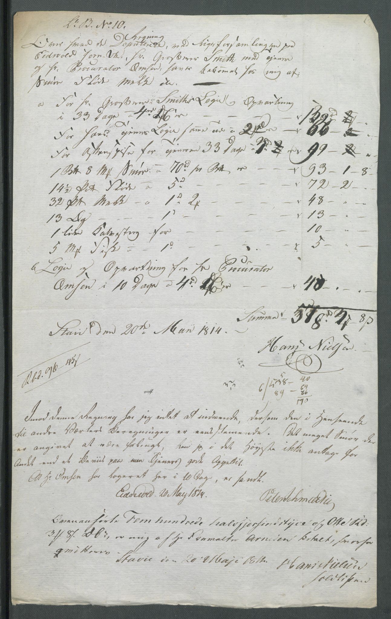 5. departement for finans-, handels- og tollfaget, AV/RA-S-3893/C/Cb/L0014: Regninger fra Riksforsamlingens deputerede, 1814, p. 34