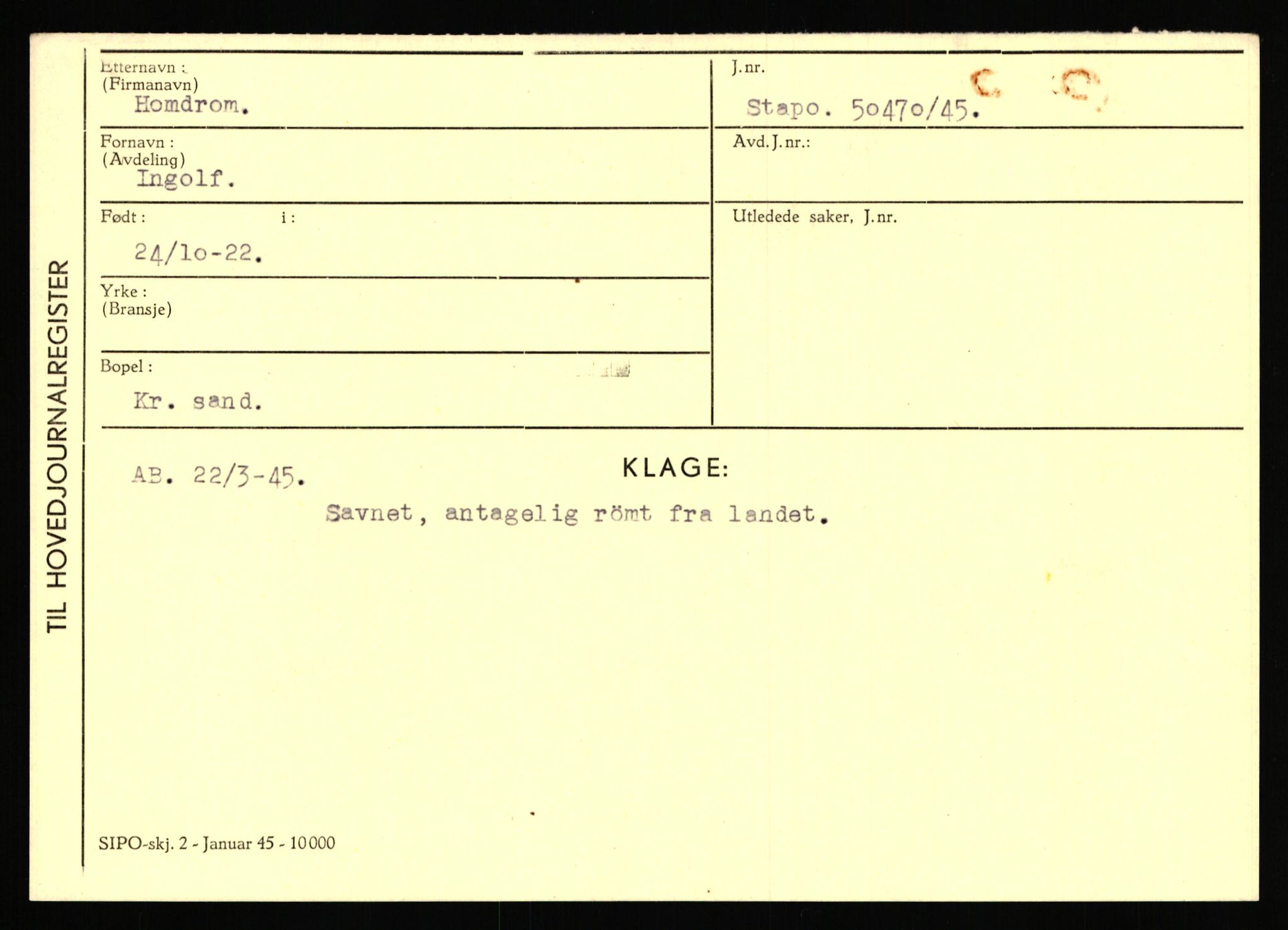 Statspolitiet - Hovedkontoret / Osloavdelingen, AV/RA-S-1329/C/Ca/L0007: Hol - Joelsen, 1943-1945, p. 797