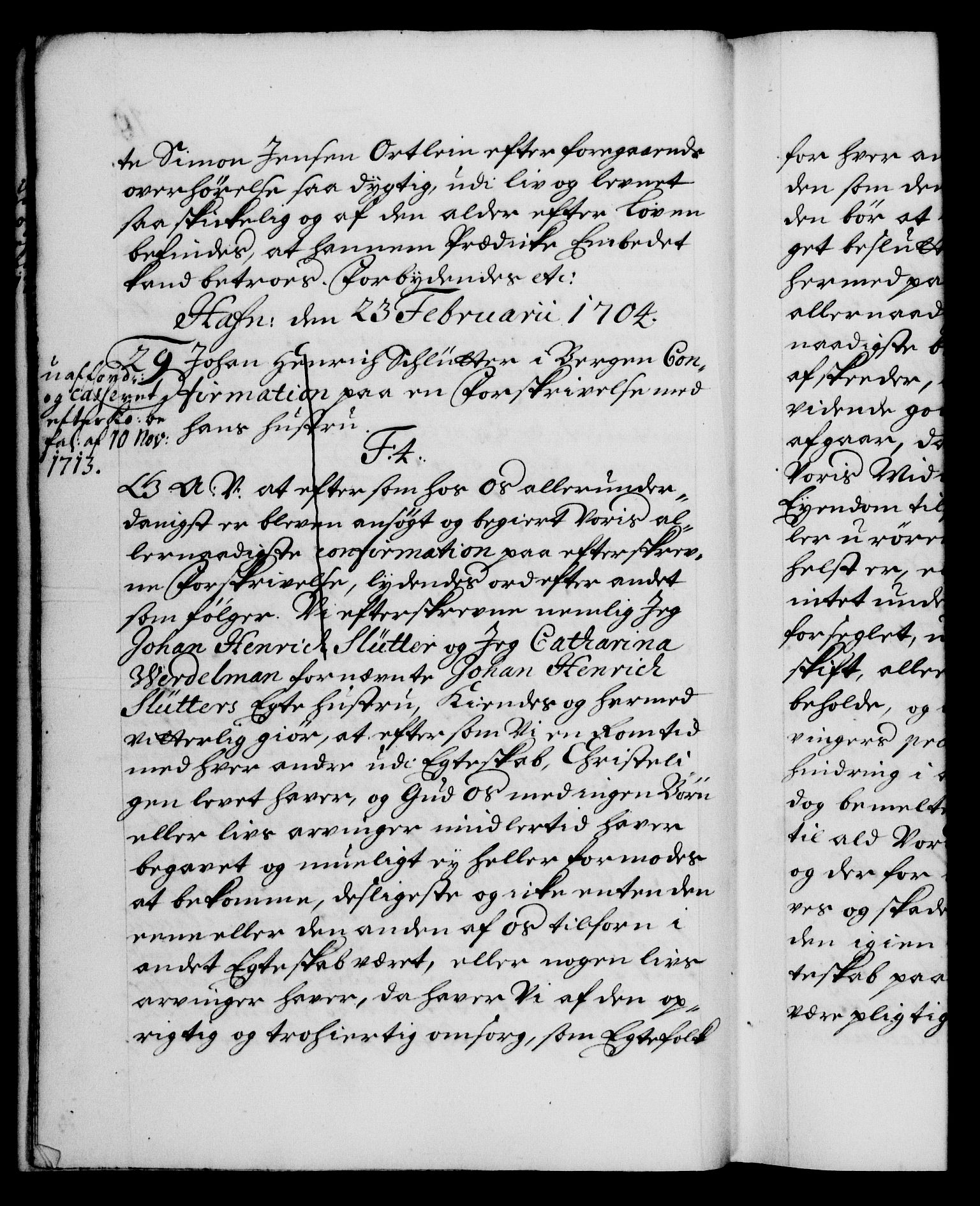 Danske Kanselli 1572-1799, AV/RA-EA-3023/F/Fc/Fca/Fcaa/L0019: Norske registre, 1704-1707, p. 19b