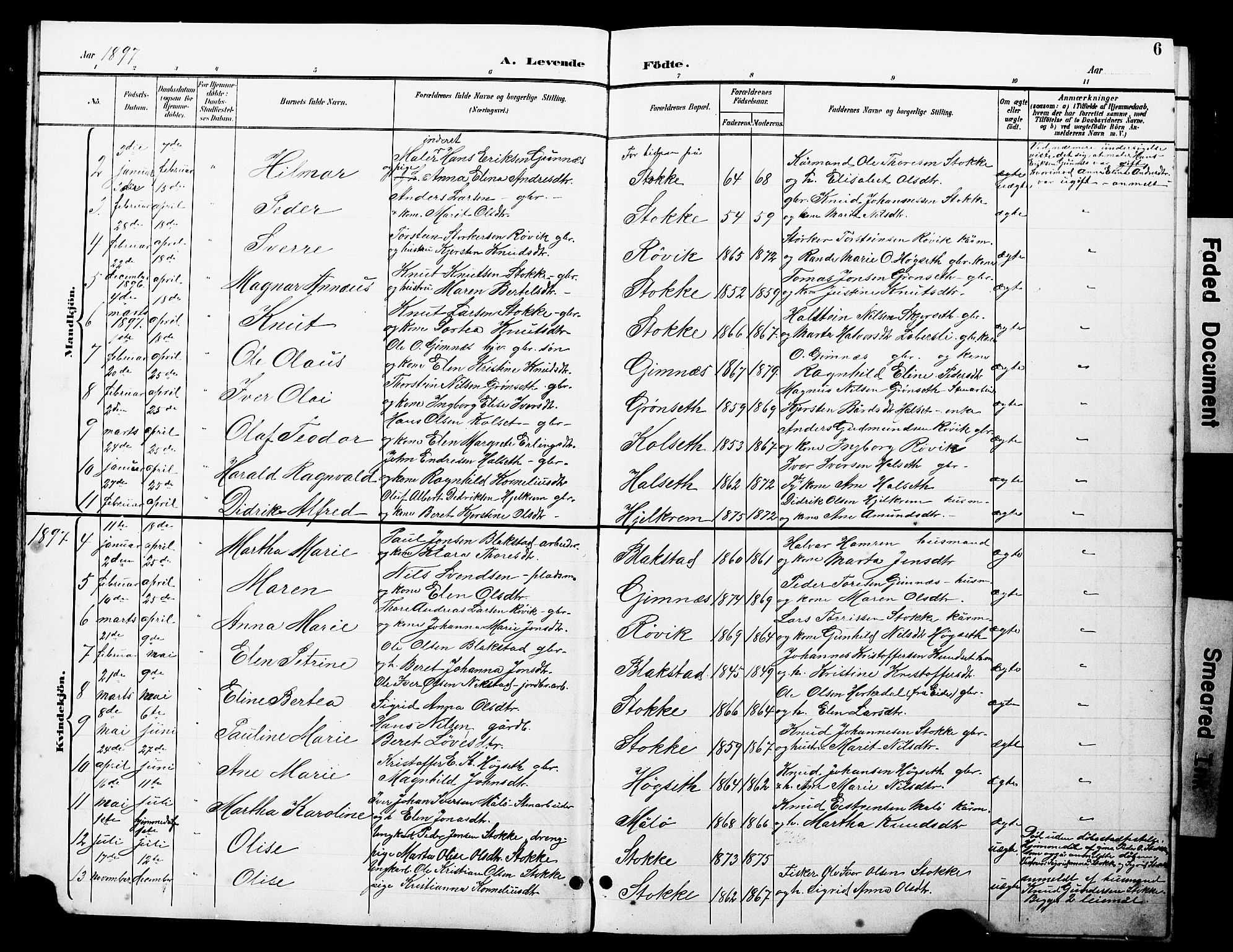 Ministerialprotokoller, klokkerbøker og fødselsregistre - Møre og Romsdal, AV/SAT-A-1454/585/L0973: Parish register (copy) no. 585C01, 1893-1930, p. 6