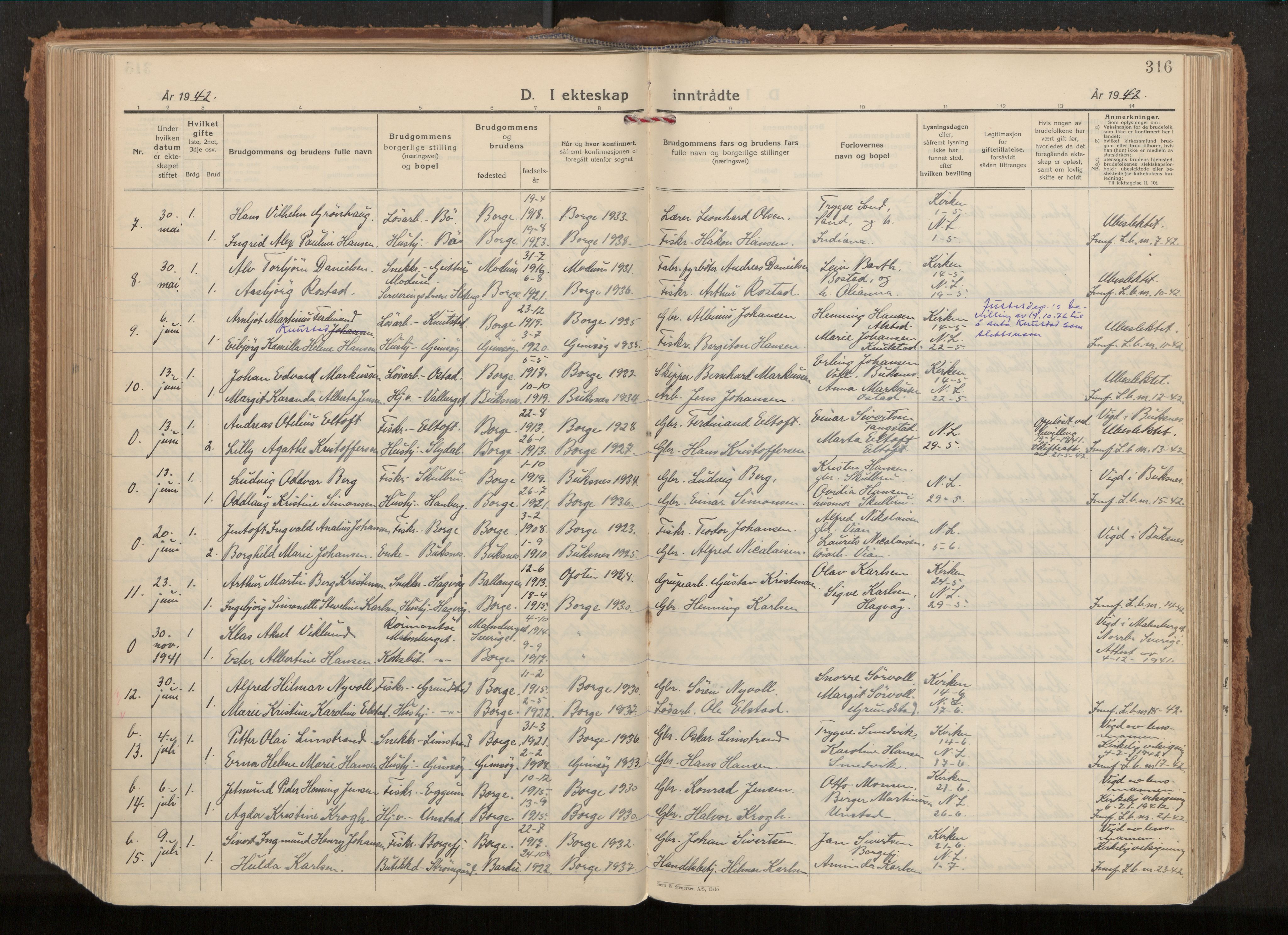 Ministerialprotokoller, klokkerbøker og fødselsregistre - Nordland, SAT/A-1459/880/L1137: Parish register (official) no. 880A11, 1927-1944, p. 316