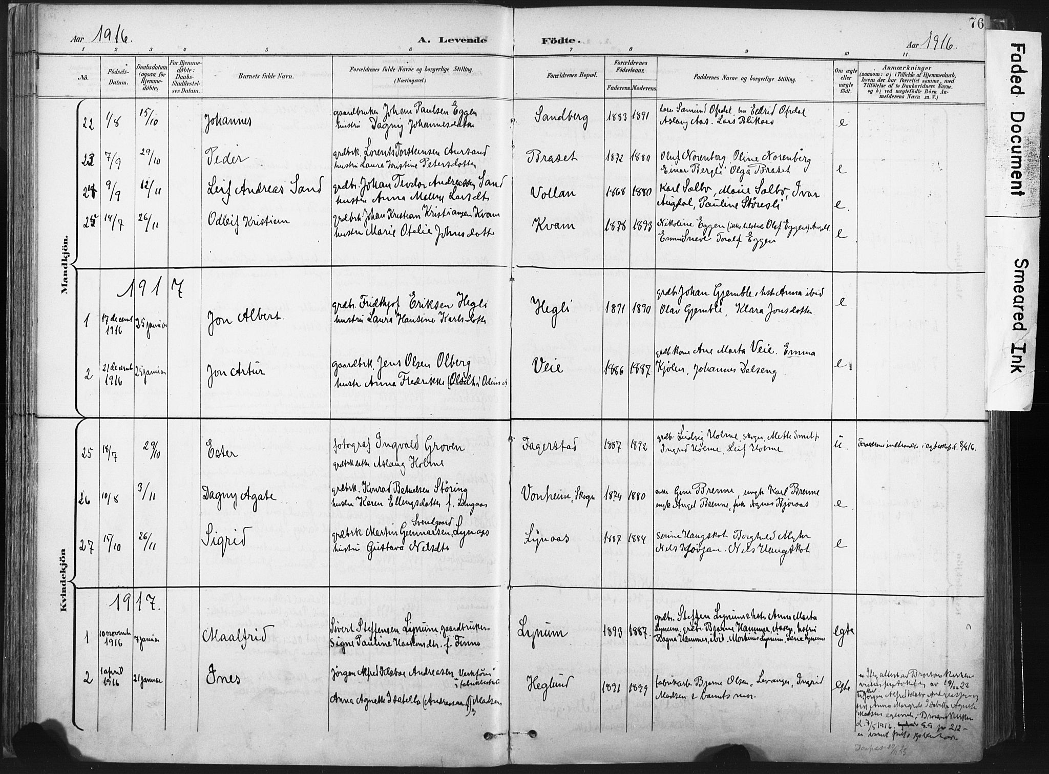 Ministerialprotokoller, klokkerbøker og fødselsregistre - Nord-Trøndelag, AV/SAT-A-1458/717/L0162: Parish register (official) no. 717A12, 1898-1923, p. 76