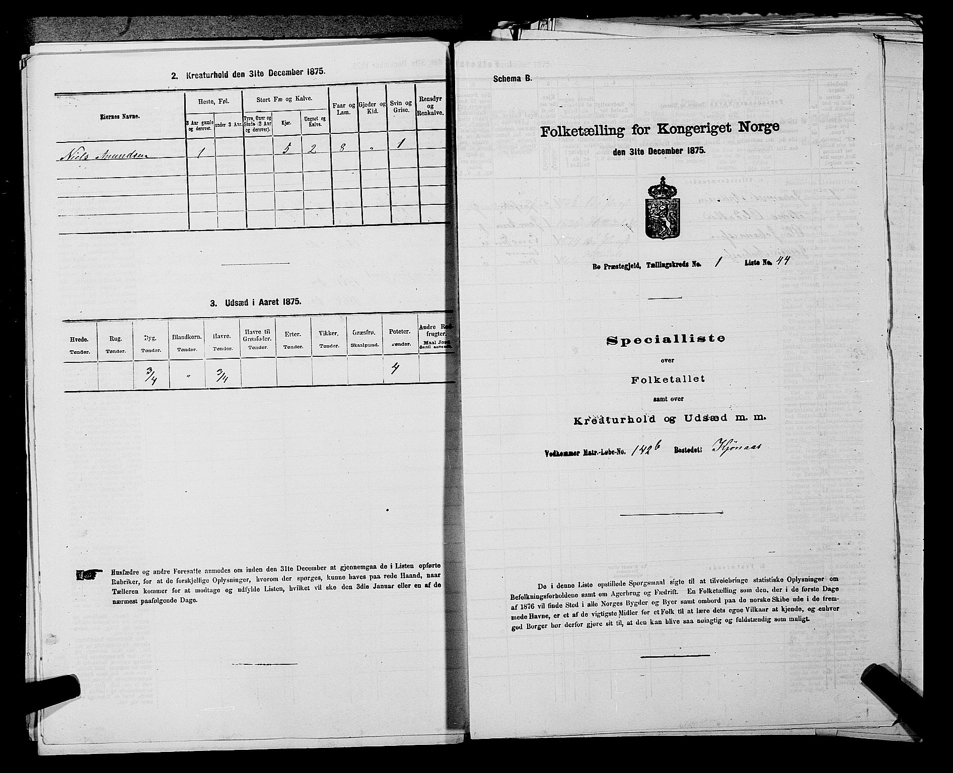 SAKO, 1875 census for 0821P Bø, 1875, p. 128