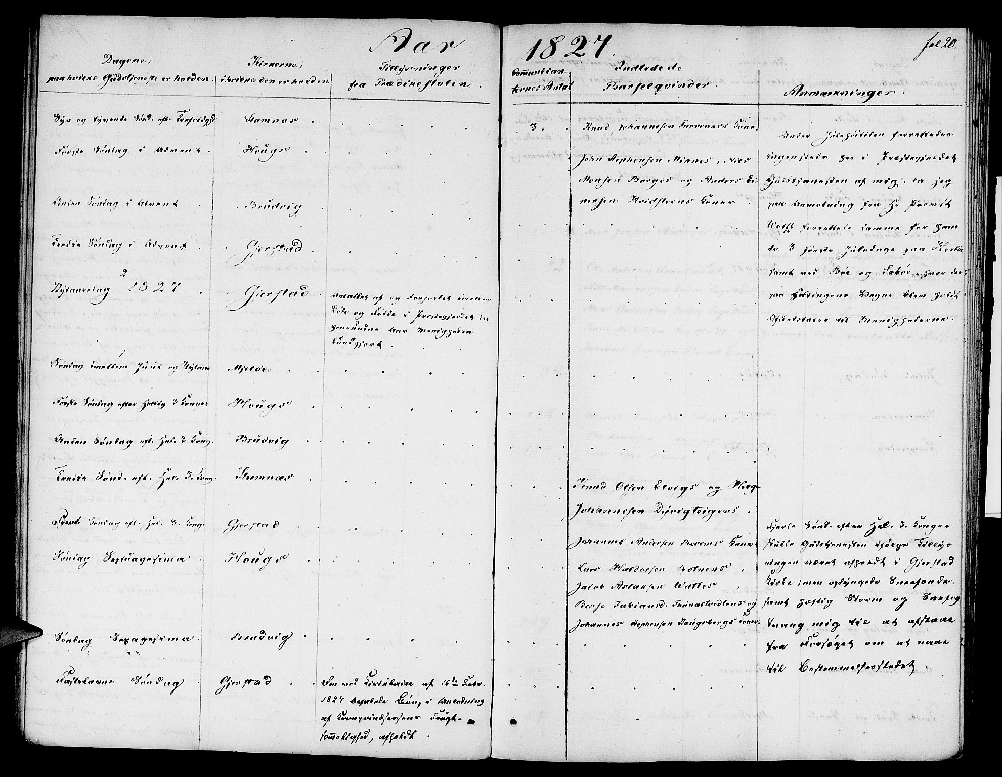 Haus sokneprestembete, AV/SAB-A-75601: Curate's parish register no. A 1, 1821-1841, p. 20