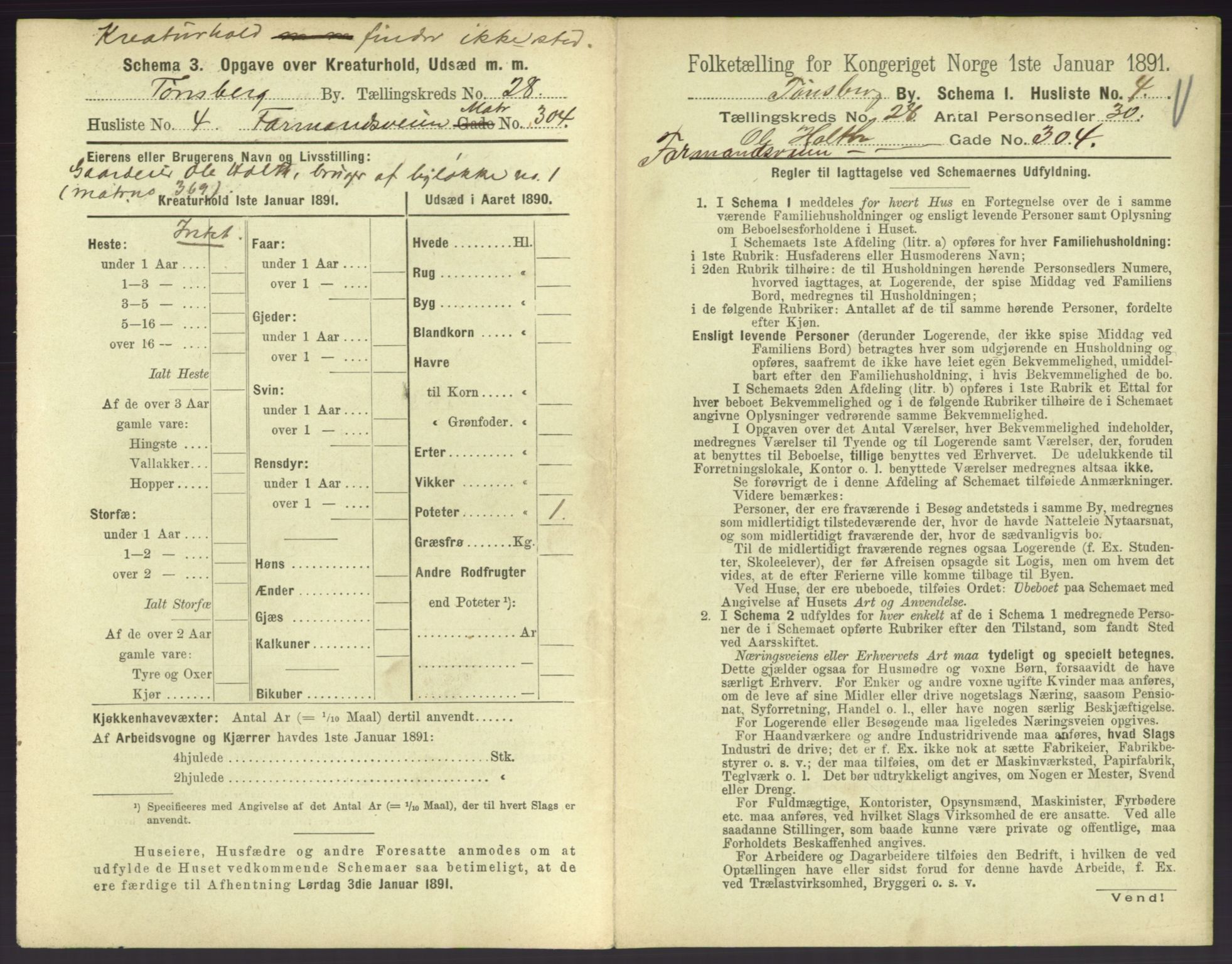 RA, 1891 census for 0705 Tønsberg, 1891, p. 870