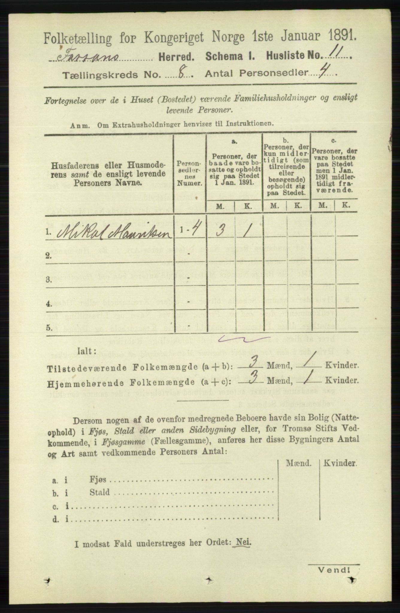 RA, 1891 census for 1129 Forsand, 1891, p. 1314