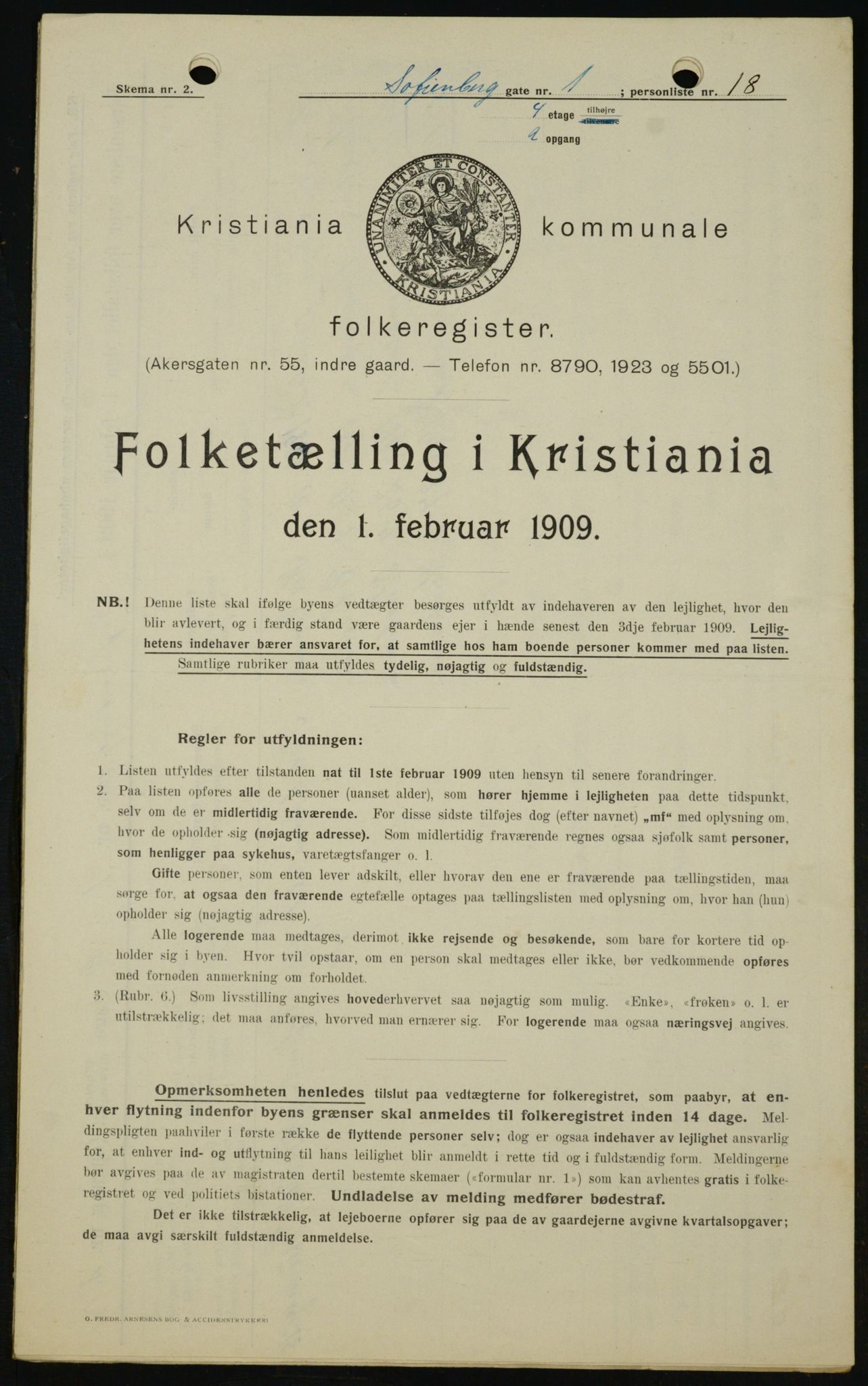 OBA, Municipal Census 1909 for Kristiania, 1909, p. 88994