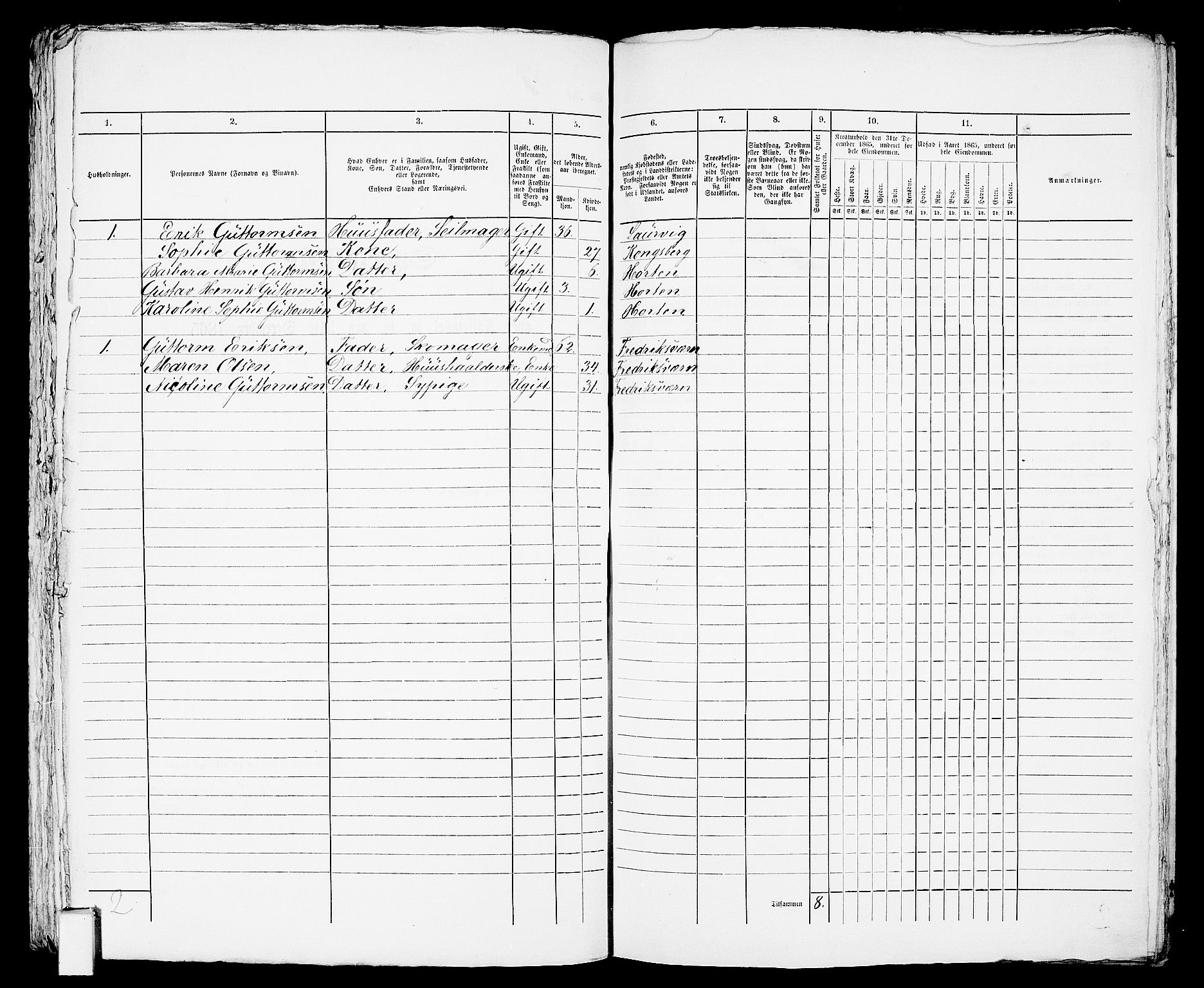 RA, 1865 census for Horten, 1865, p. 224