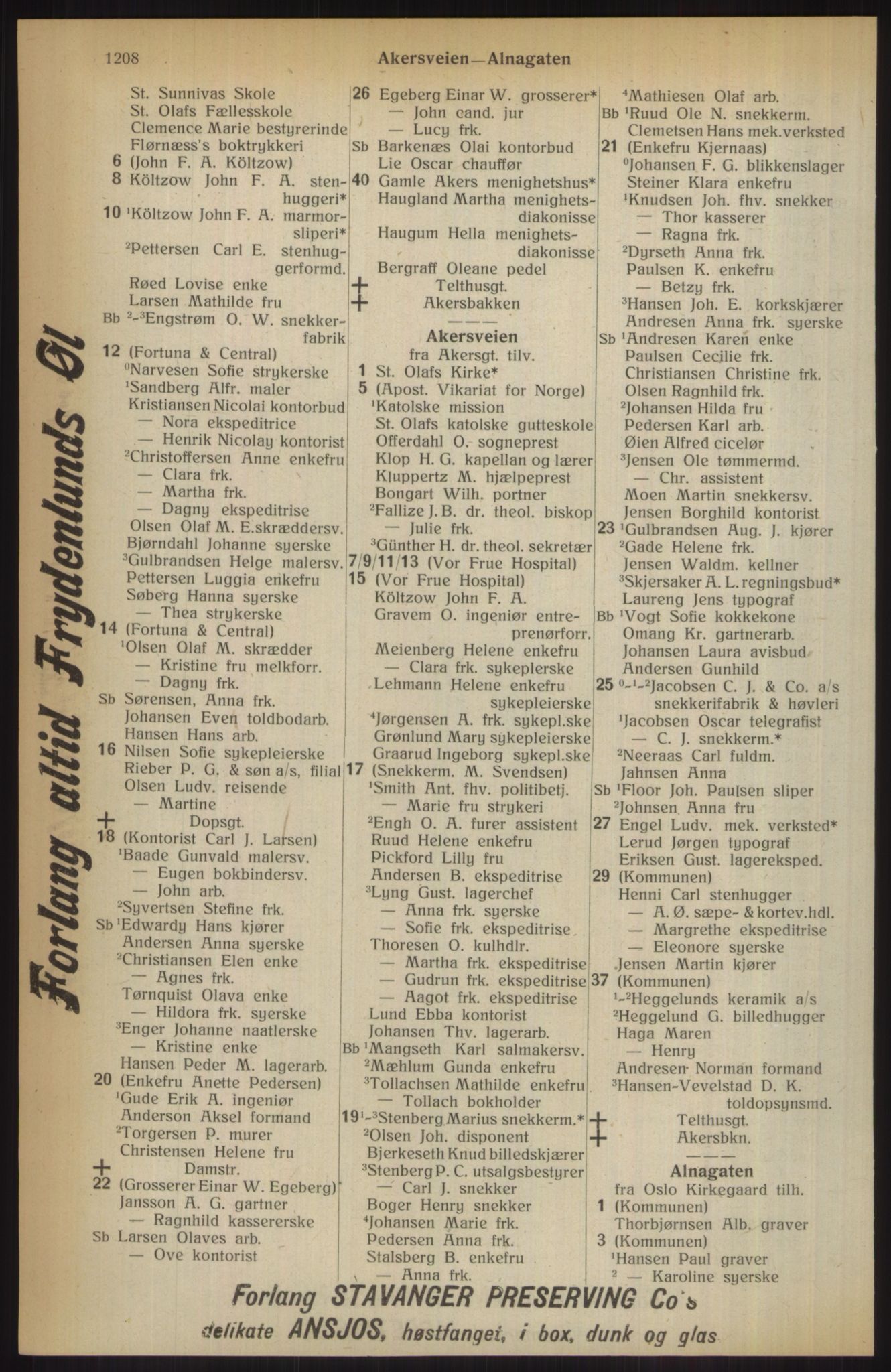 Kristiania/Oslo adressebok, PUBL/-, 1914, p. 1208