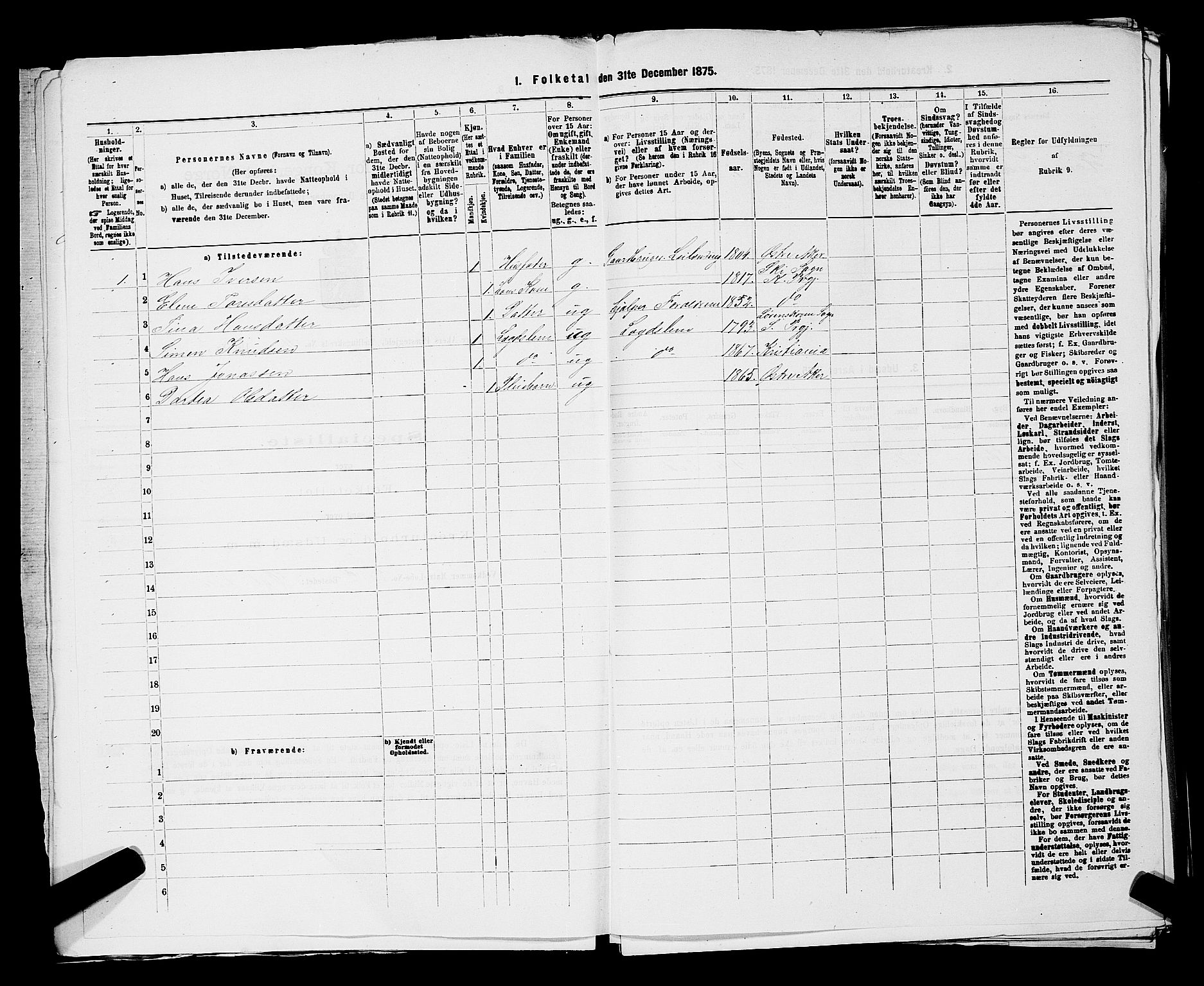 RA, 1875 census for 0218bP Østre Aker, 1875, p. 3565