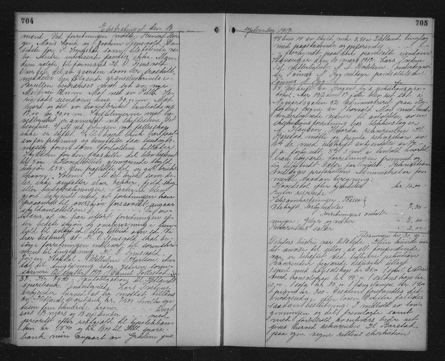 Jæren sorenskriveri, SAST/A-100310/01/4/41/41BF/L0030: Mortgage book no. 30b, 1917-1917, p. 704-705