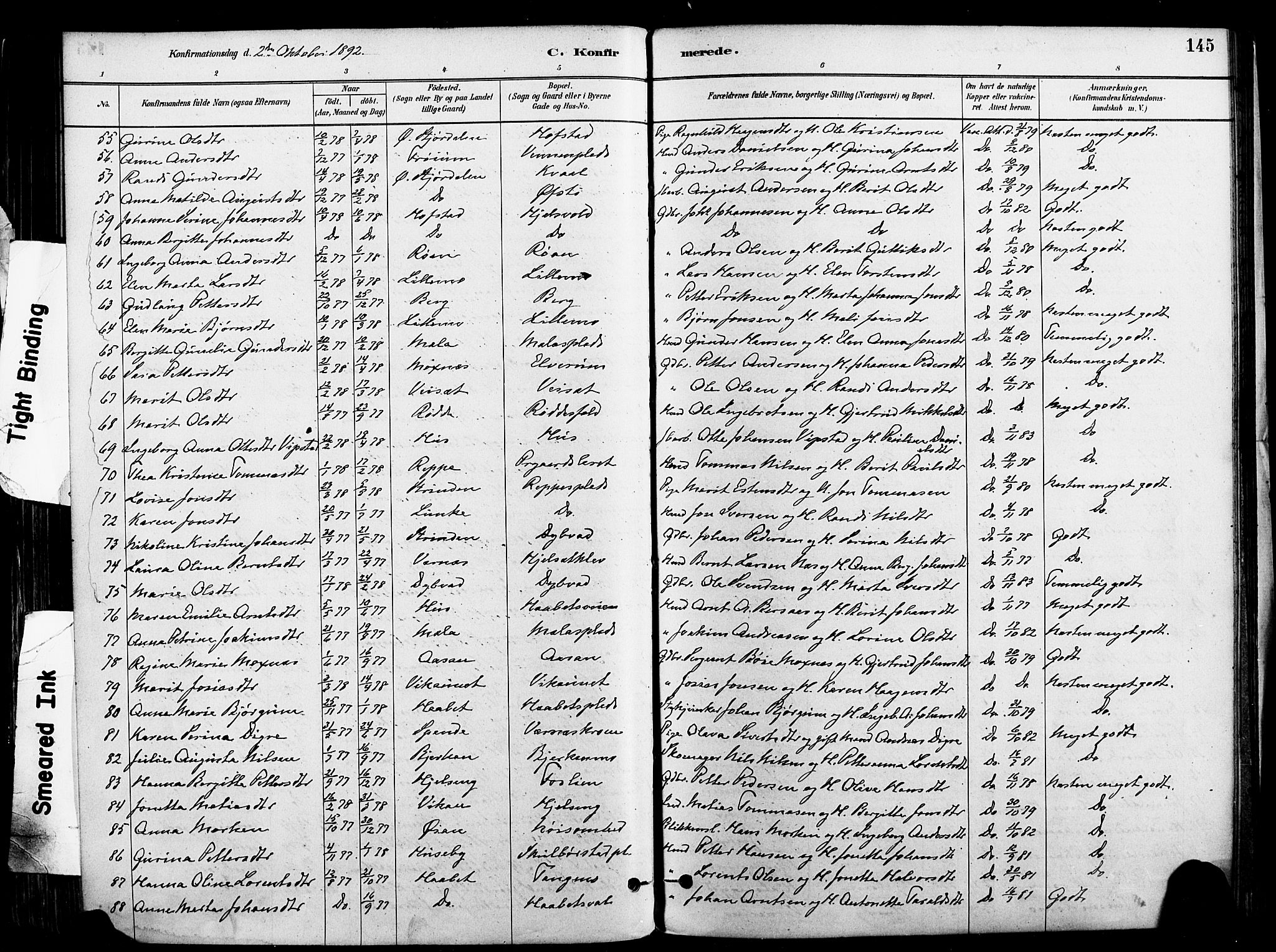 Ministerialprotokoller, klokkerbøker og fødselsregistre - Nord-Trøndelag, SAT/A-1458/709/L0077: Parish register (official) no. 709A17, 1880-1895, p. 145