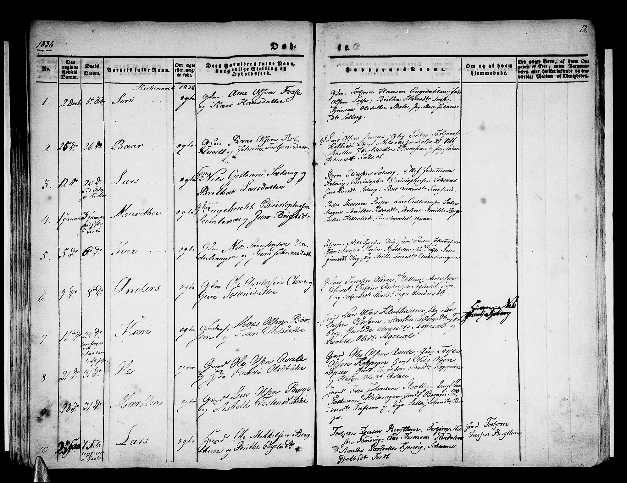 Strandebarm sokneprestembete, AV/SAB-A-78401/H/Haa: Parish register (official) no. A 6, 1826-1843, p. 72