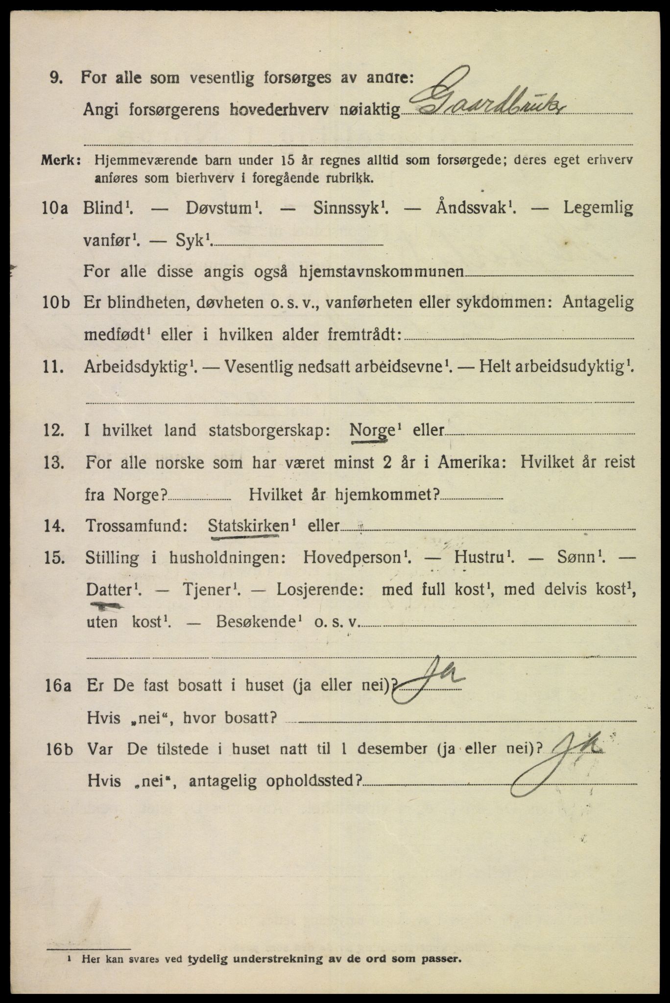 SAK, 1920 census for Hægebostad, 1920, p. 2098