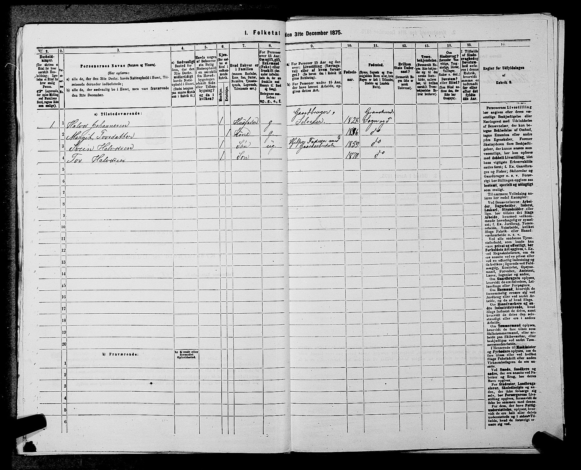 SAKO, 1875 census for 0824P Gransherad, 1875, p. 371