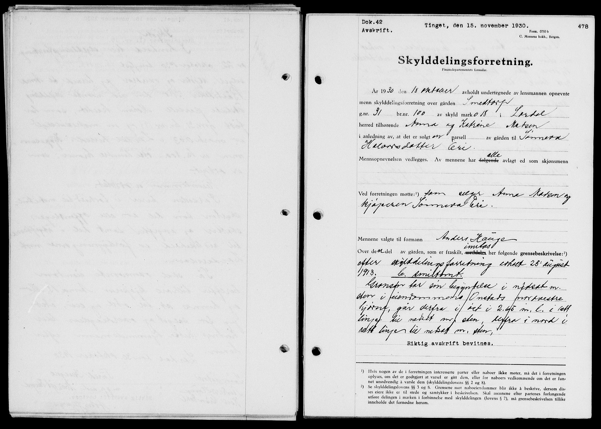 Indre Sogn tingrett, SAB/A-3301/1/G/Gb/Gba/L0025: Mortgage book no. II.B.25, 1930-1930, p. 478