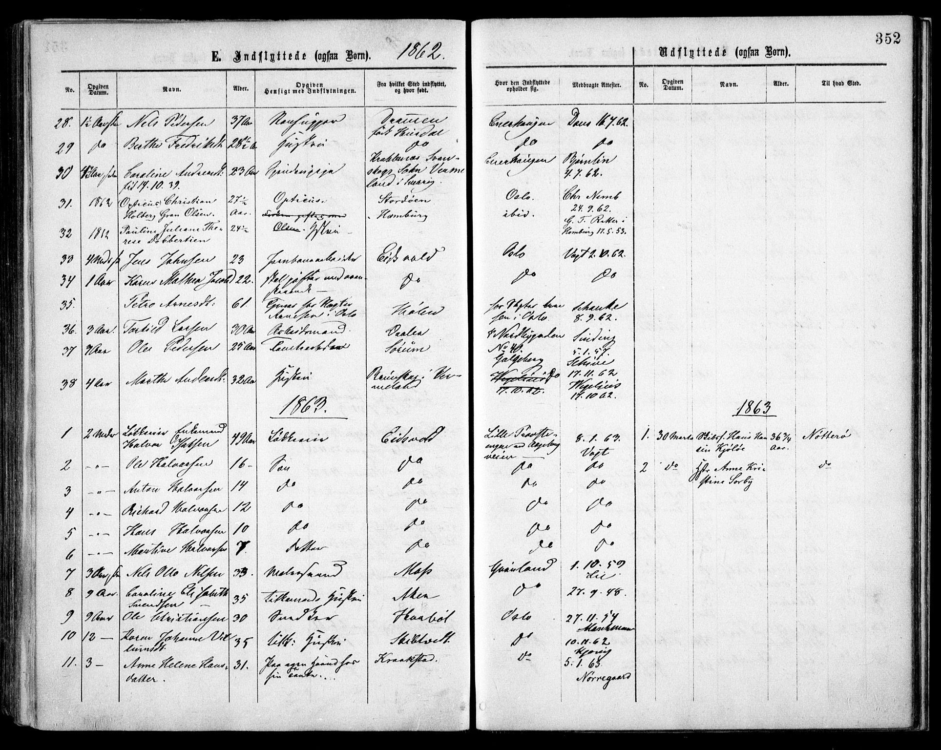 Grønland prestekontor Kirkebøker, AV/SAO-A-10848/F/Fa/L0003: Parish register (official) no. 3, 1862-1868, p. 352