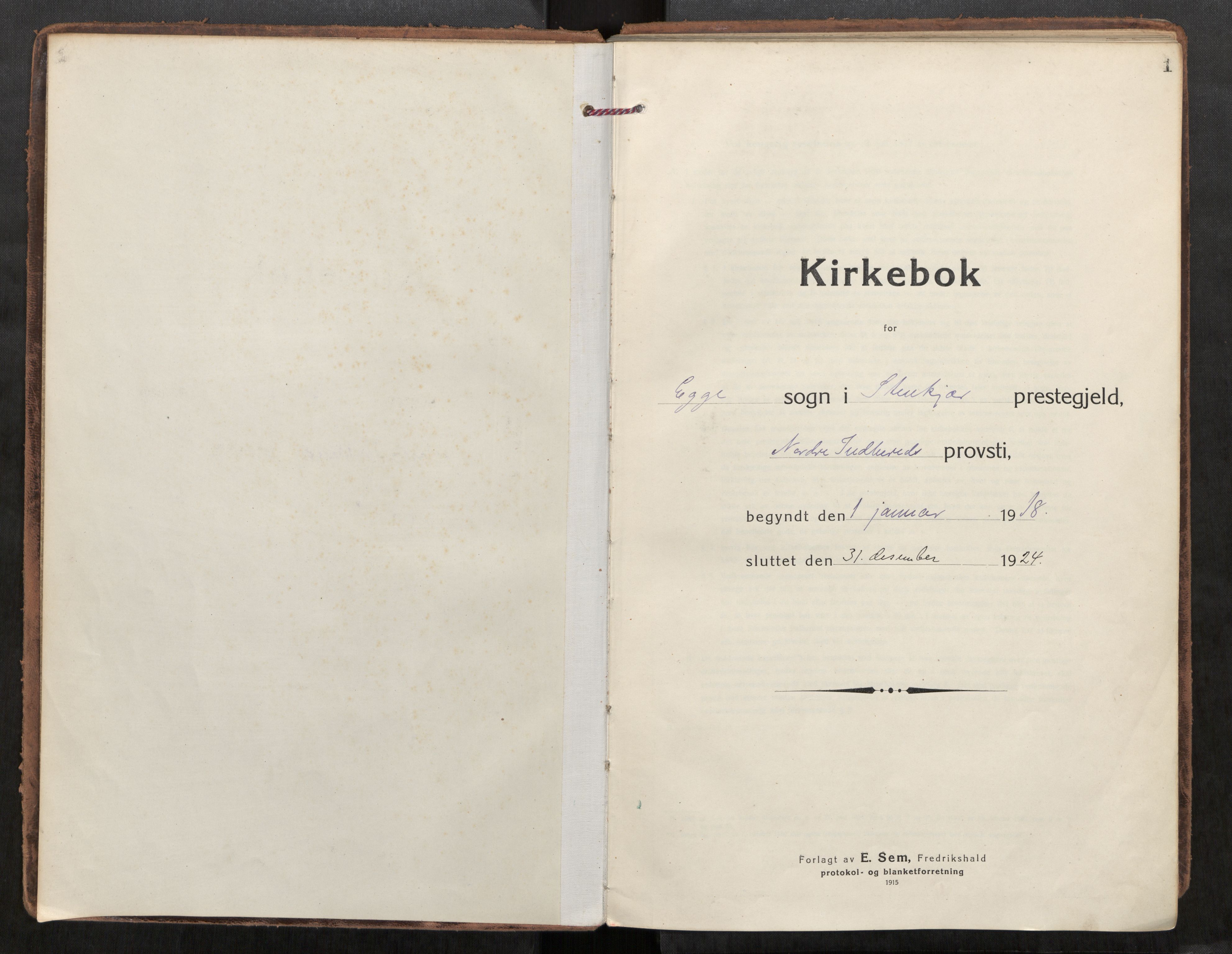 Steinkjer sokneprestkontor, SAT/A-1541/01/H/Ha/Haa/L0004: Parish register (official) no. 4, 1918-1924, p. 1