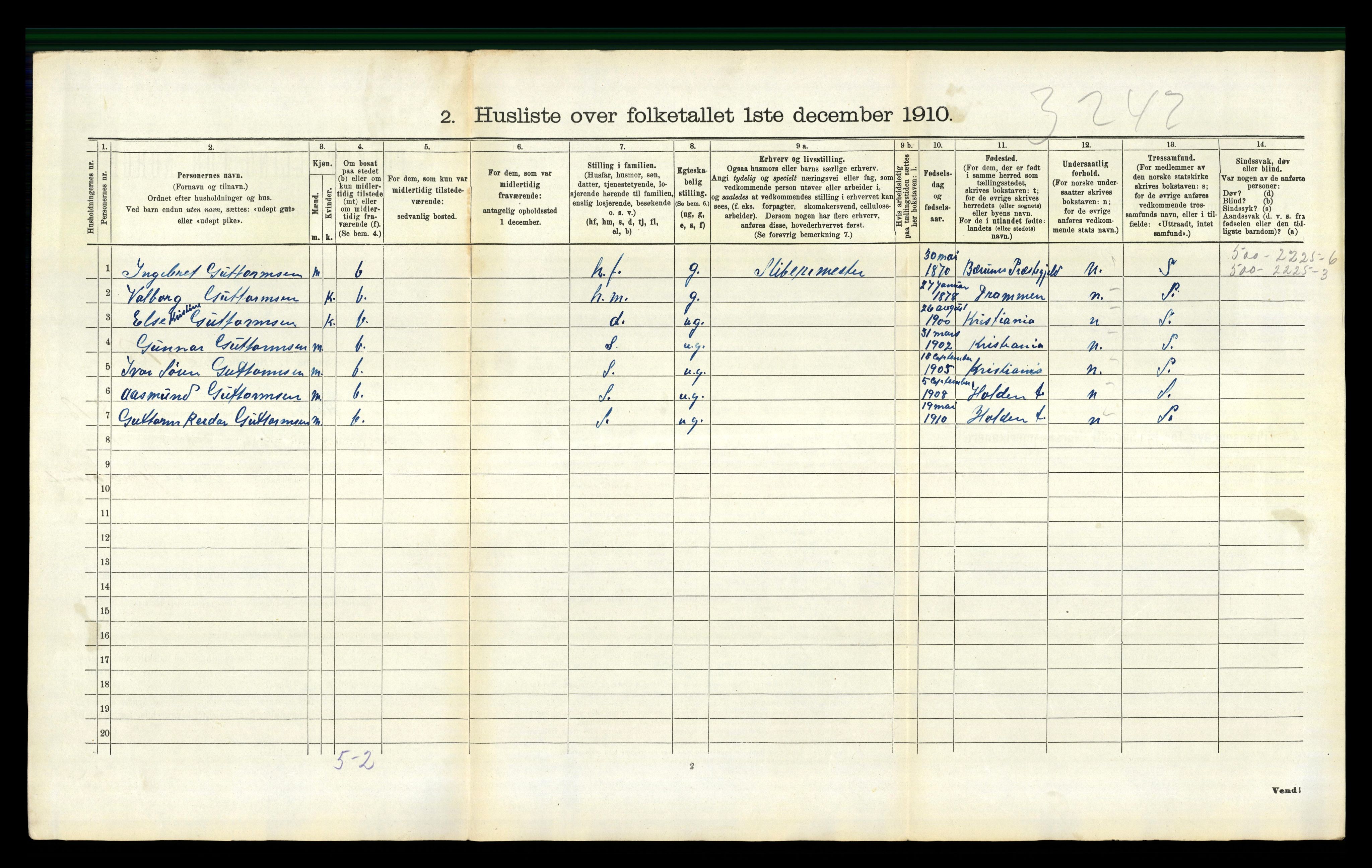 RA, 1910 census for Holla, 1910, p. 988