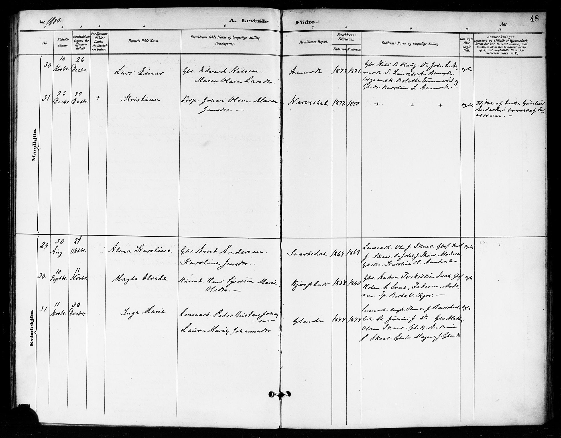 Skiptvet prestekontor Kirkebøker, SAO/A-20009/F/Fa/L0010: Parish register (official) no. 10, 1890-1900, p. 48