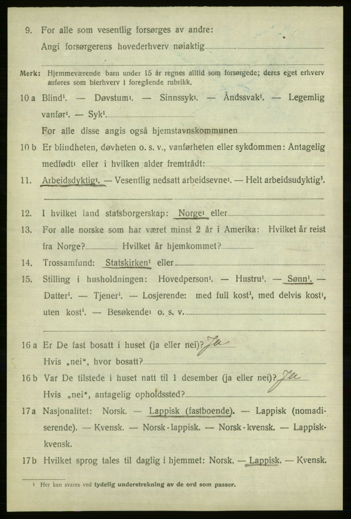 SATØ, 1920 census for Nesseby, 1920, p. 1199