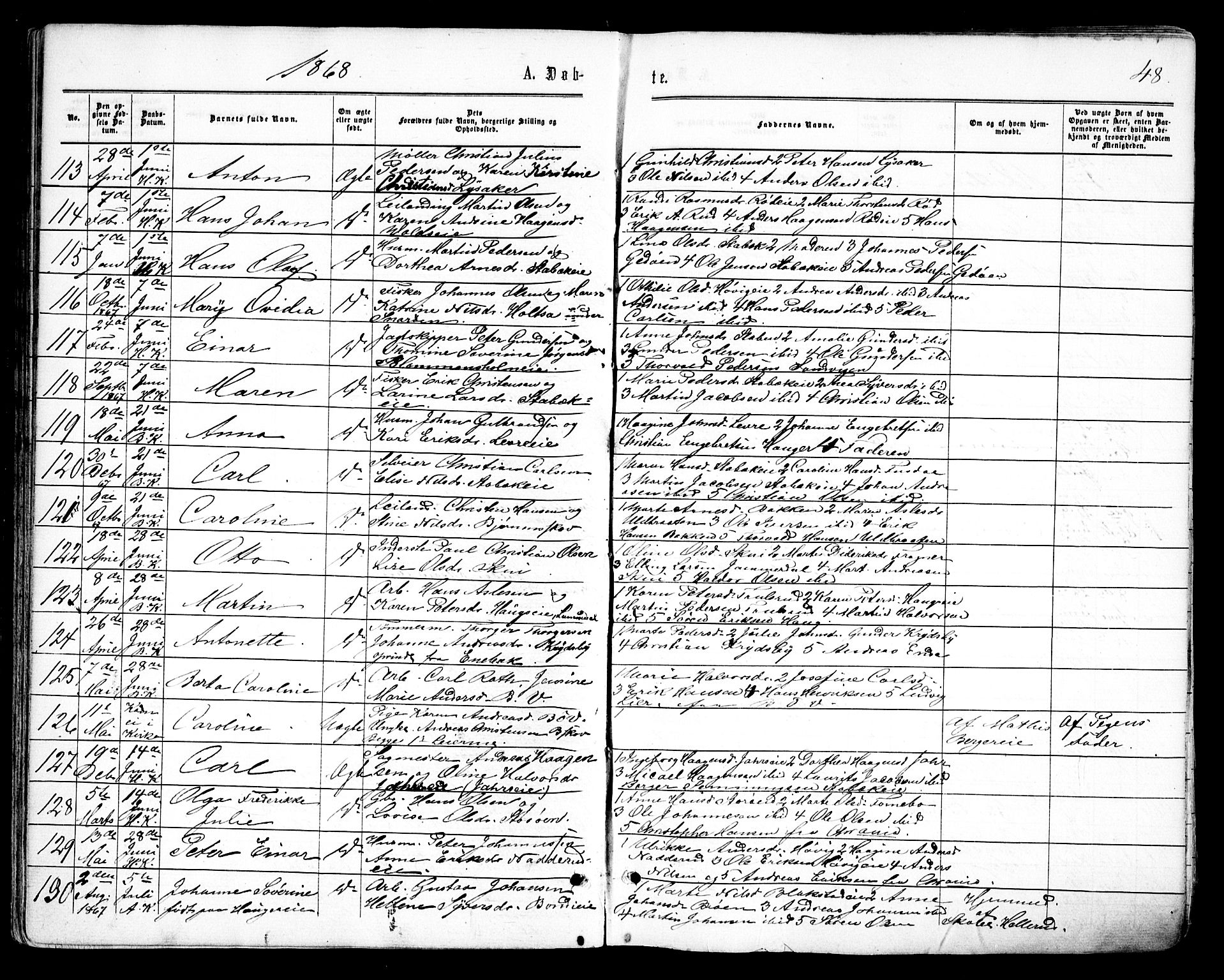 Asker prestekontor Kirkebøker, SAO/A-10256a/F/Fa/L0008: Parish register (official) no. I 8, 1865-1878, p. 48
