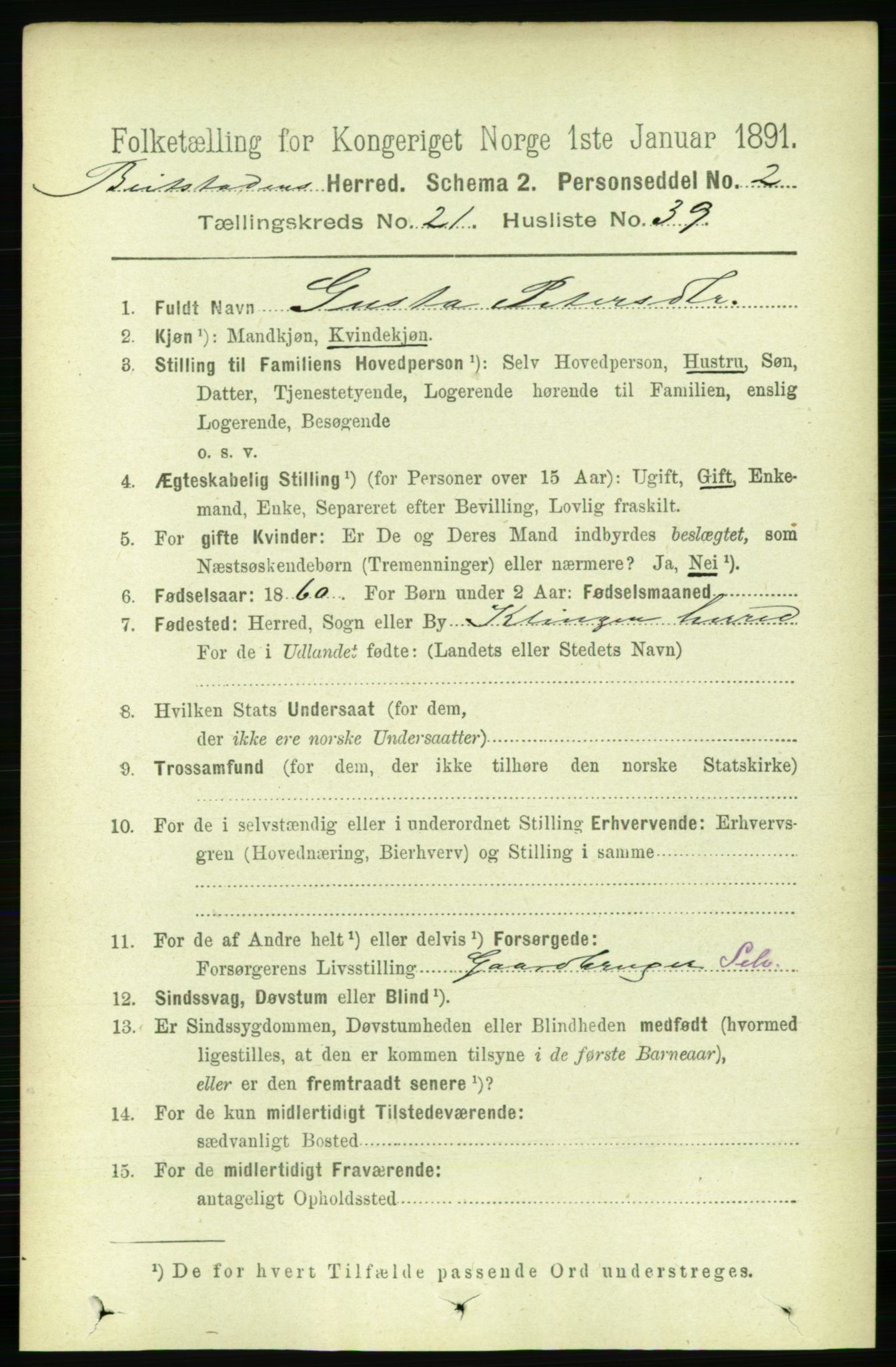 RA, 1891 census for 1727 Beitstad, 1891, p. 5643