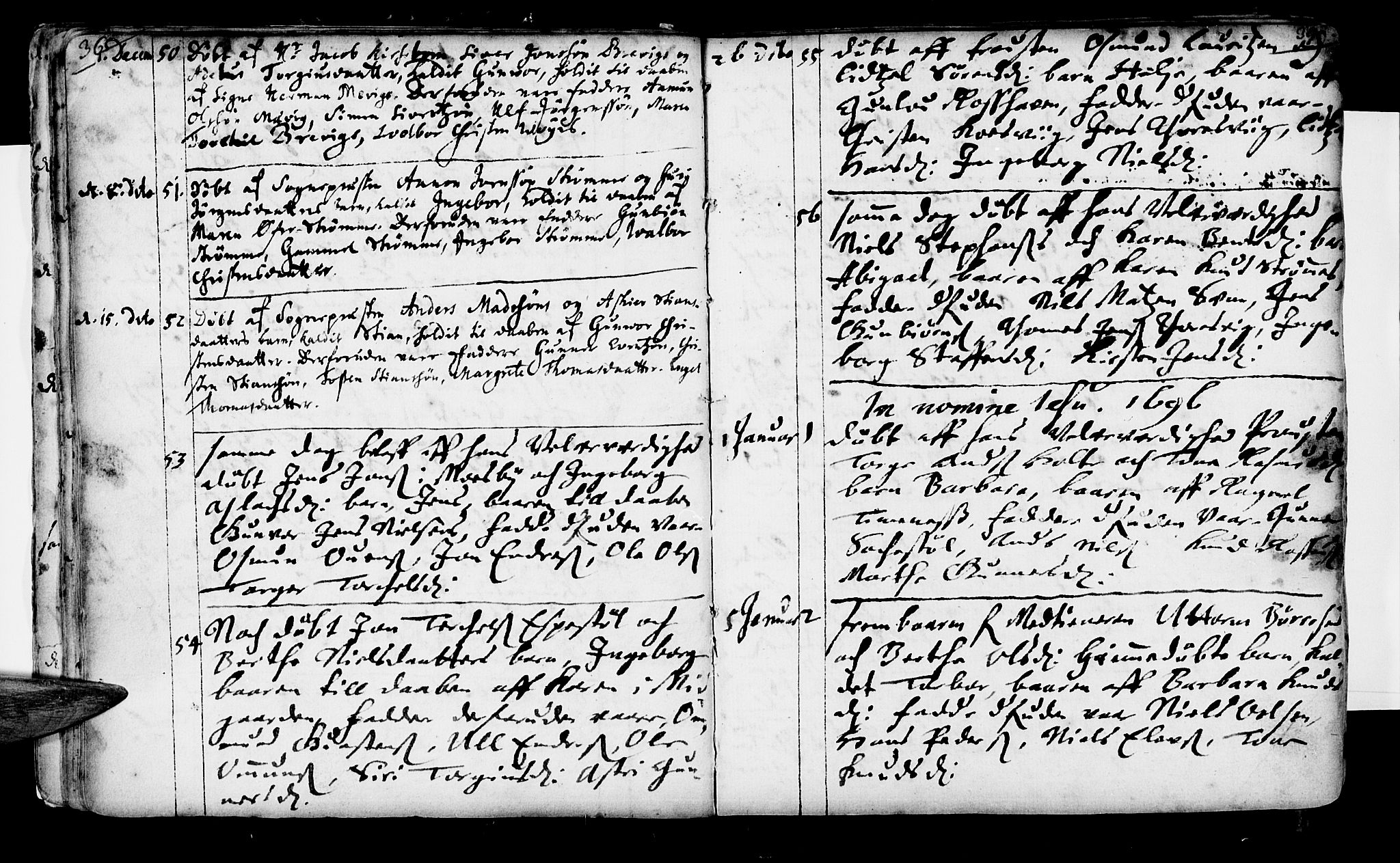 Oddernes sokneprestkontor, AV/SAK-1111-0033/F/Fa/Faa/L0001: Parish register (official) no. A 1, 1692-1718, p. 38-39